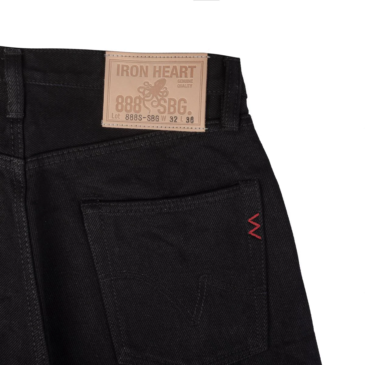 IH-888S-SBG 21oz Selvedge Denim Medium High Rise Tapered Cut Jeans - Superblack Fades To Grey - Image 5