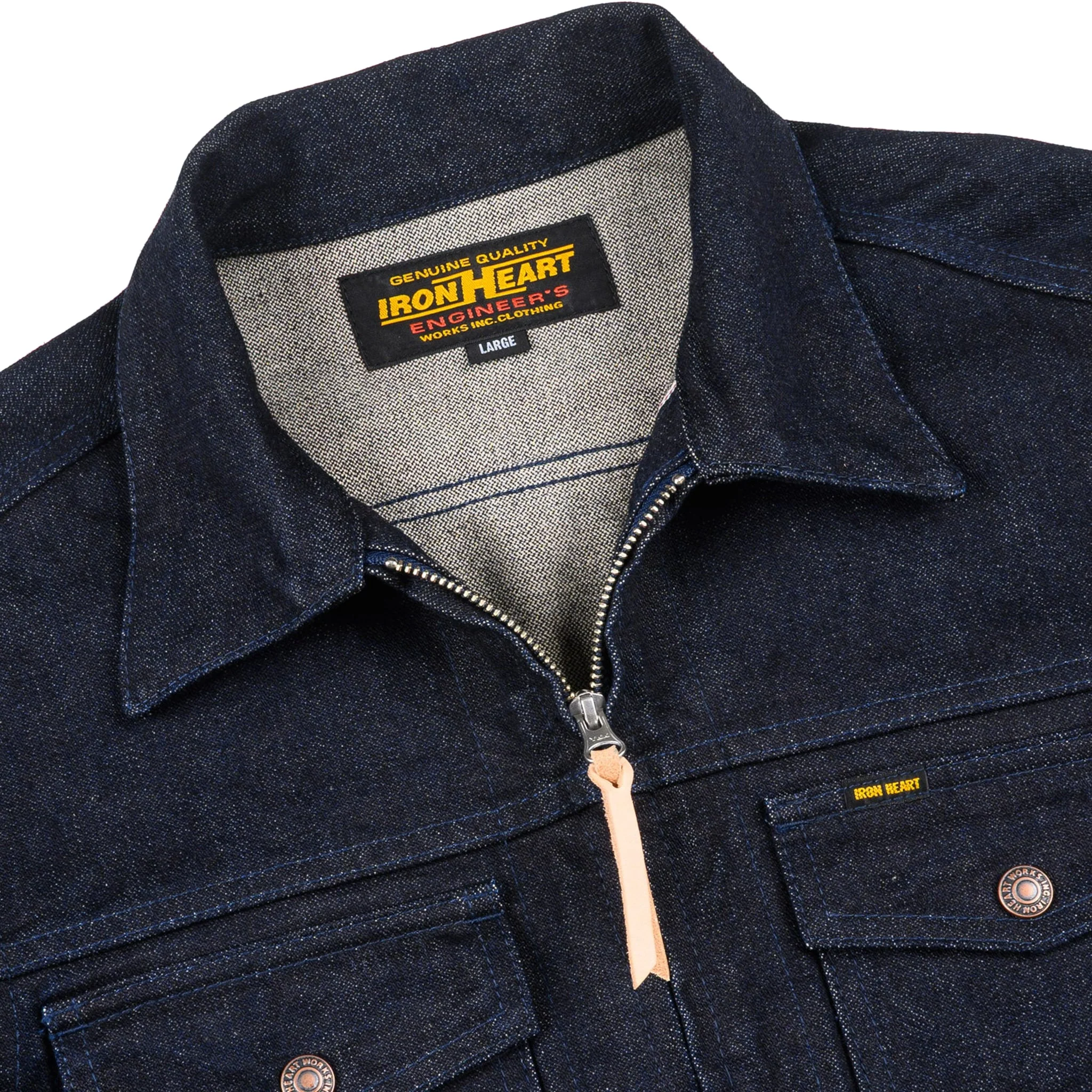 IHJ-122-IND 14oz Broken Twill Selvedge Denim Work Jacket - Indigo - Image 4