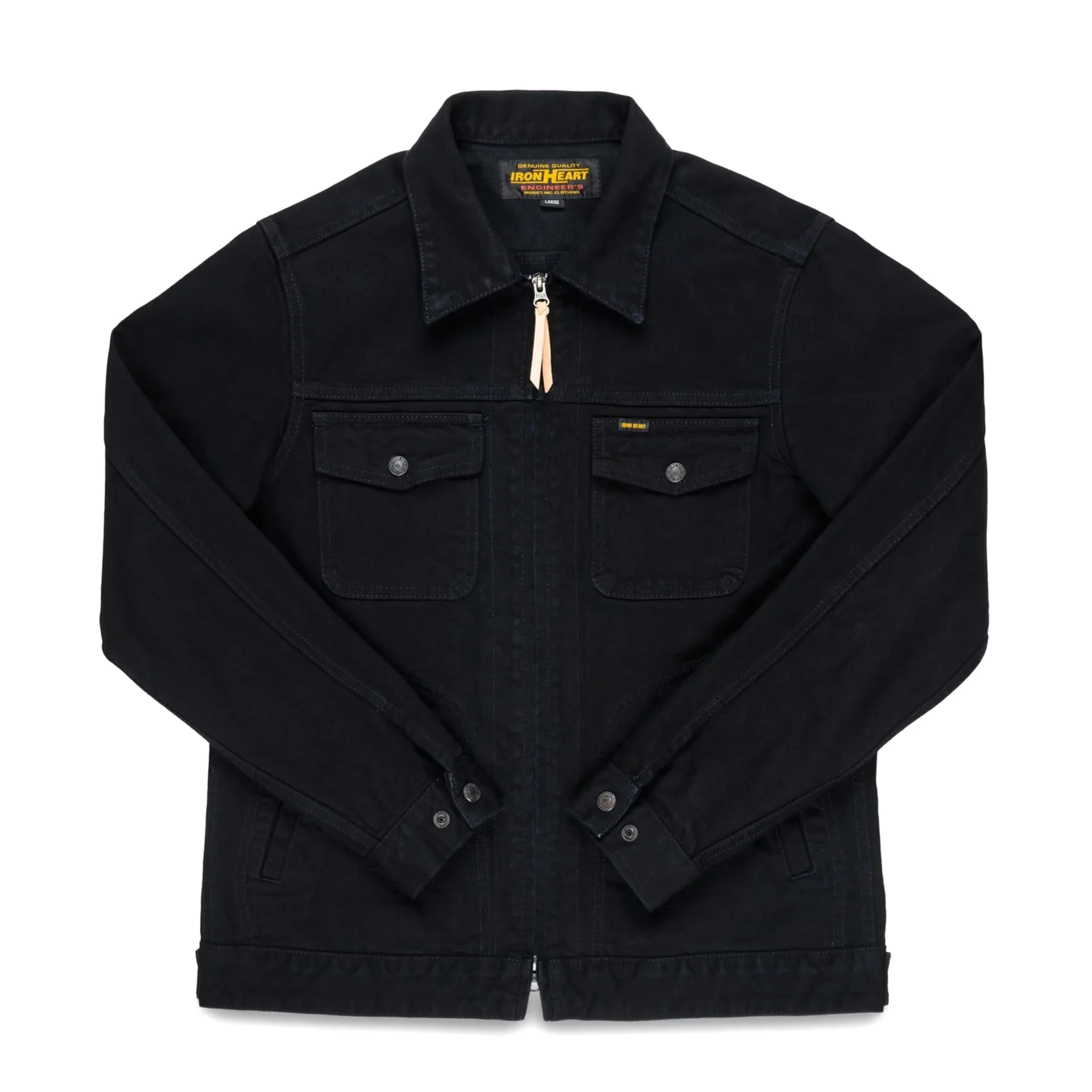 IHJ-123-OD 14oz Broken Twill Selvedge Denim Work Jacket - Indigo Overdyed Black