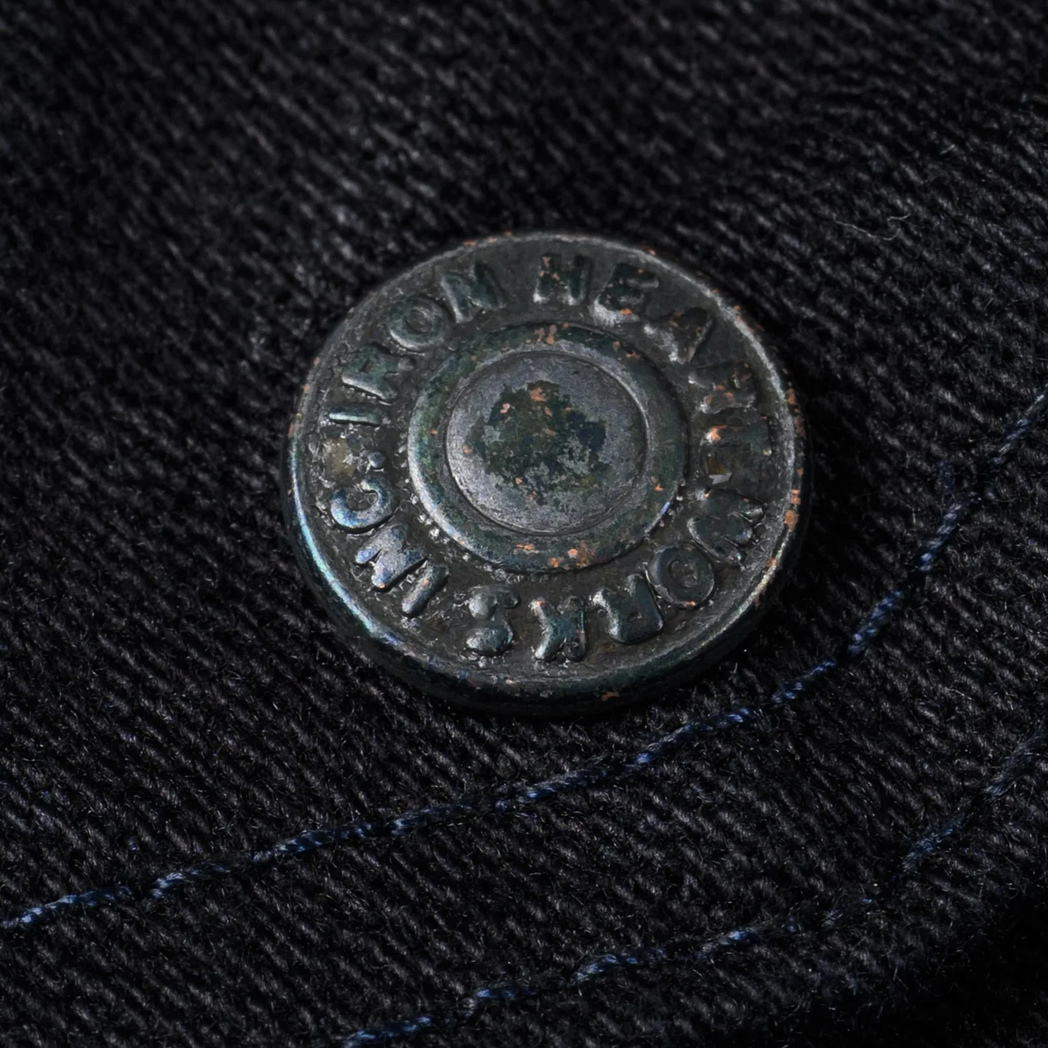 IHJ-123-OD 14oz Broken Twill Selvedge Denim Work Jacket - Indigo Overdyed Black - Image 11