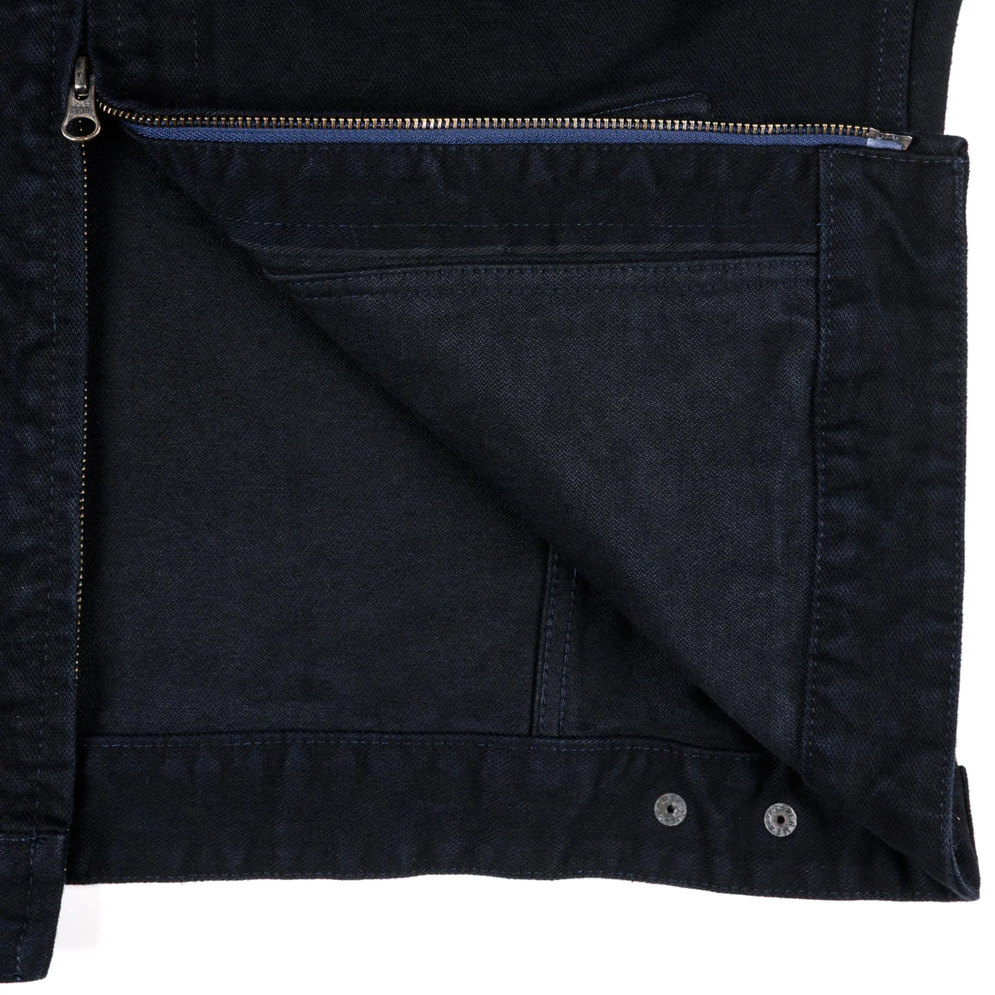 IHJ-123-OD 14oz Broken Twill Selvedge Denim Work Jacket - Indigo Overdyed Black - Image 7