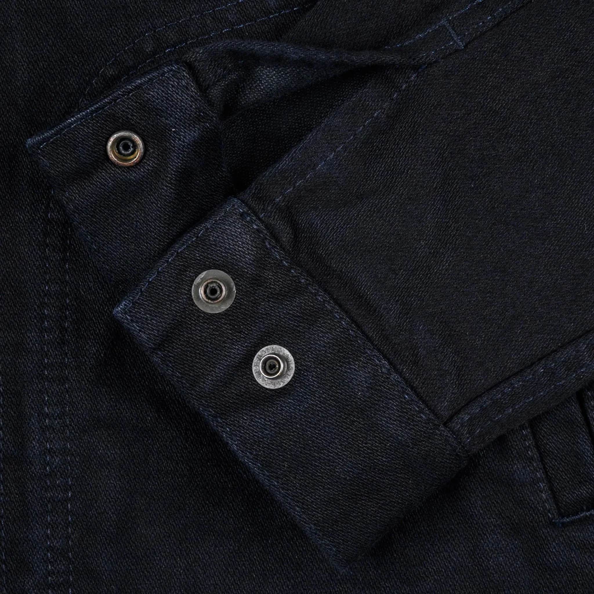IHJ-123-OD 14oz Broken Twill Selvedge Denim Work Jacket - Indigo Overdyed Black - Image 9