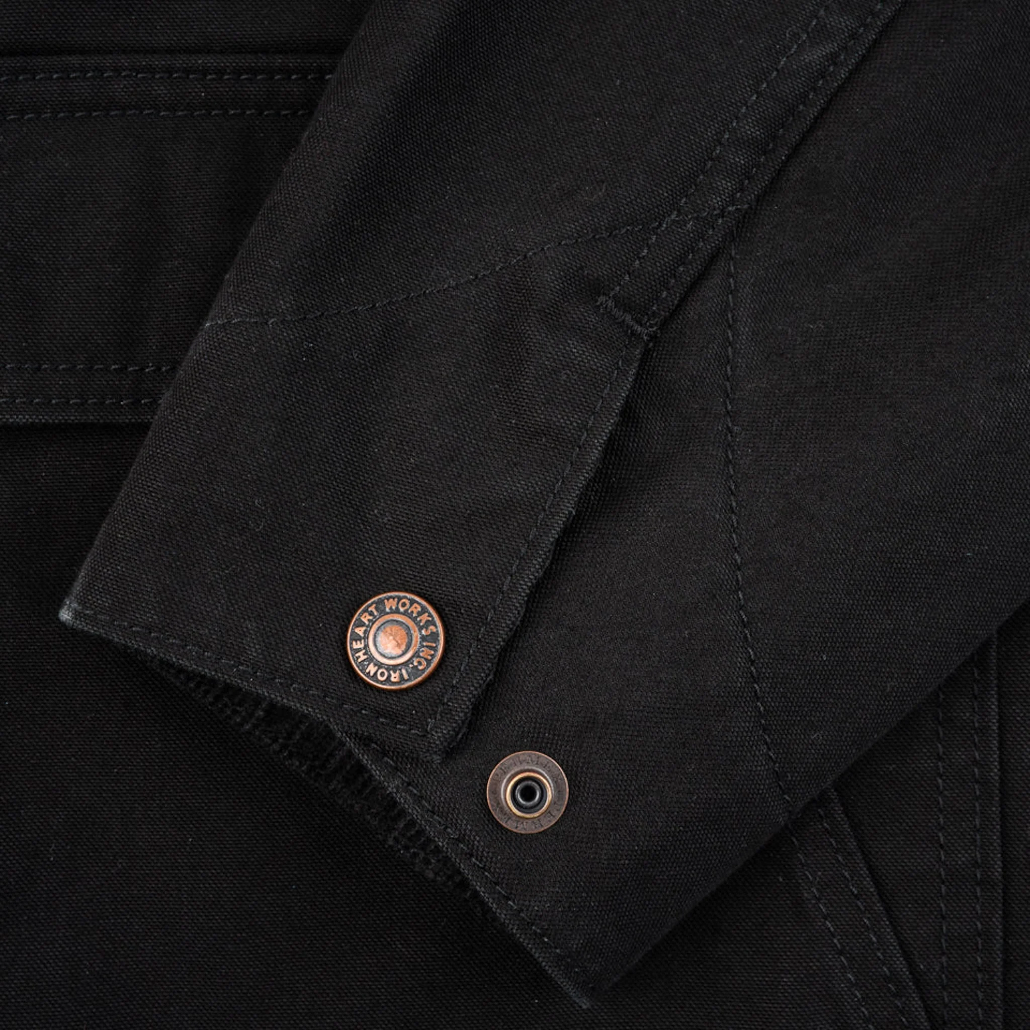 IHJ-148-BLK 10oz Kurashikizome® Organic Cotton Duck Chore Jacket - Black - Image 8