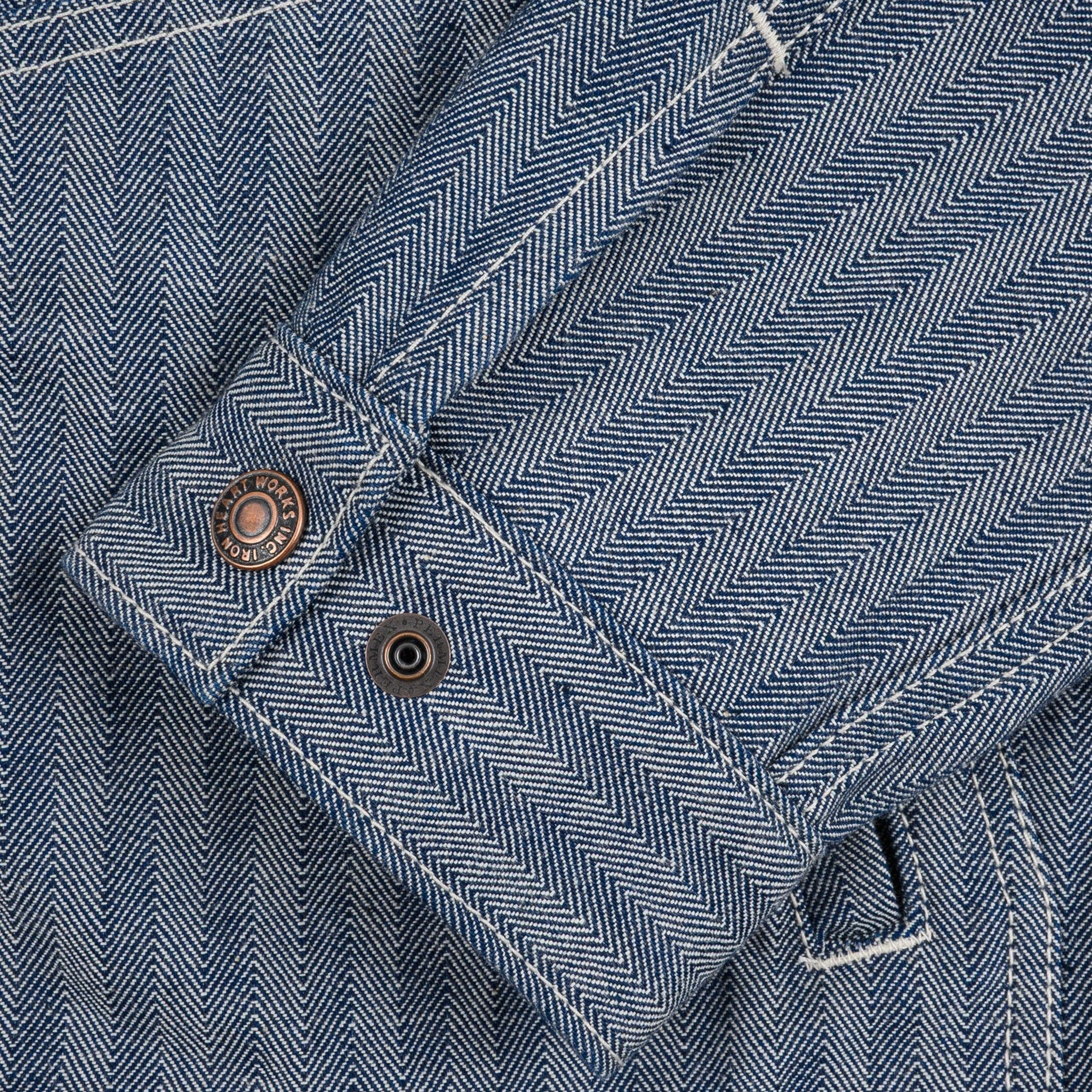 IHJ-164-IND 10.5oz Herringbone Work Jacket - Indigo - Image 10