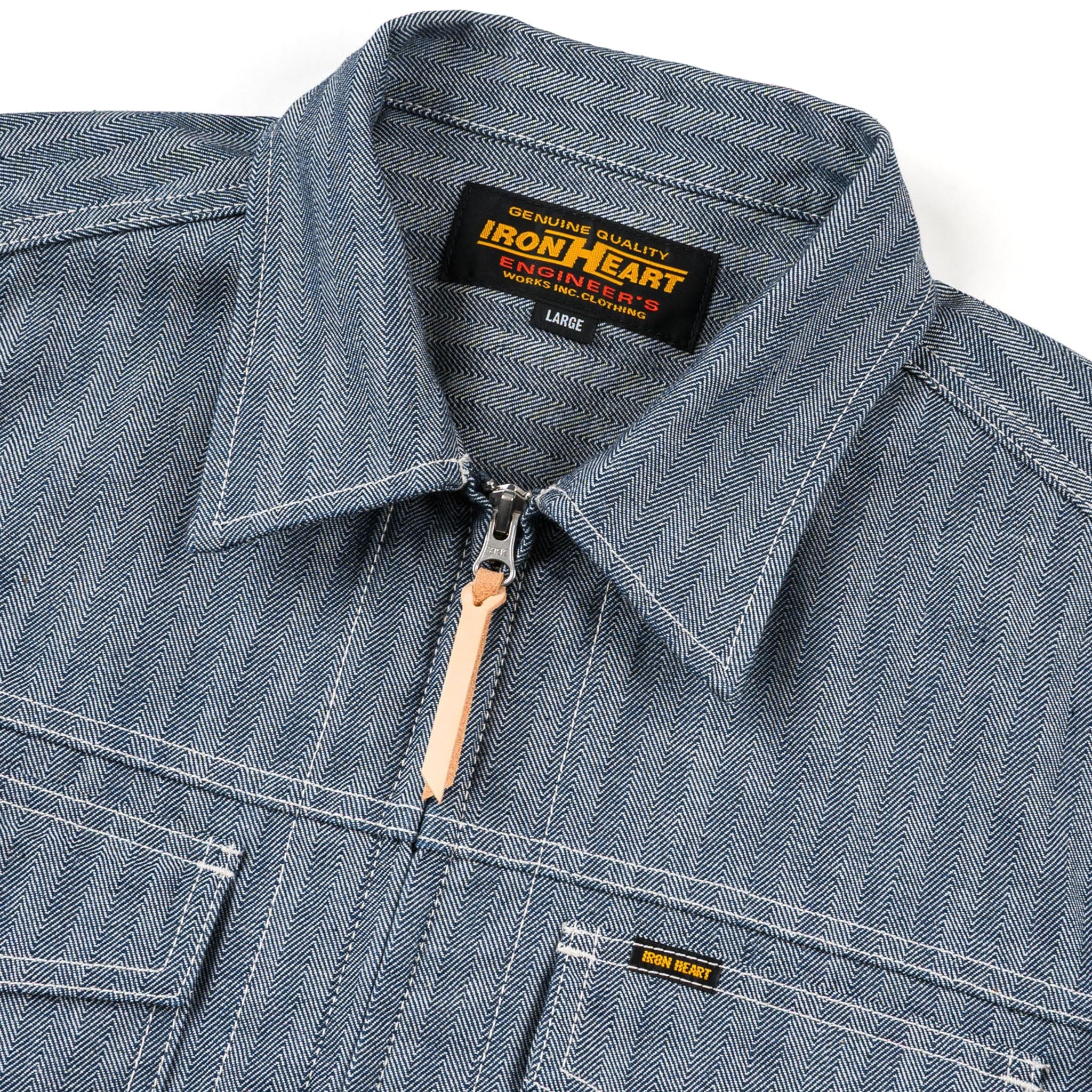 IHJ-164-IND 10.5oz Herringbone Work Jacket - Indigo - Image 3