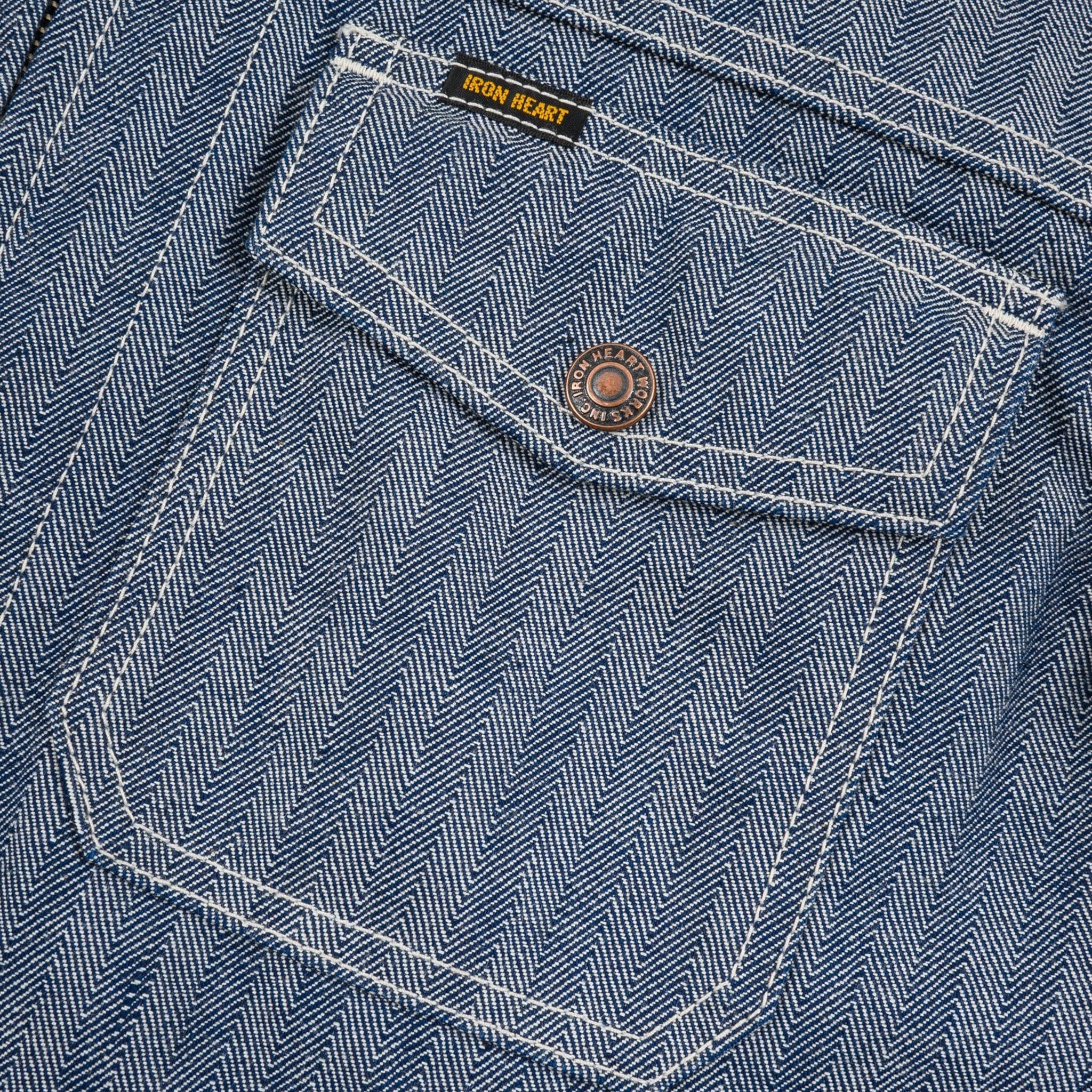 IHJ-164-IND 10.5oz Herringbone Work Jacket - Indigo - Image 4