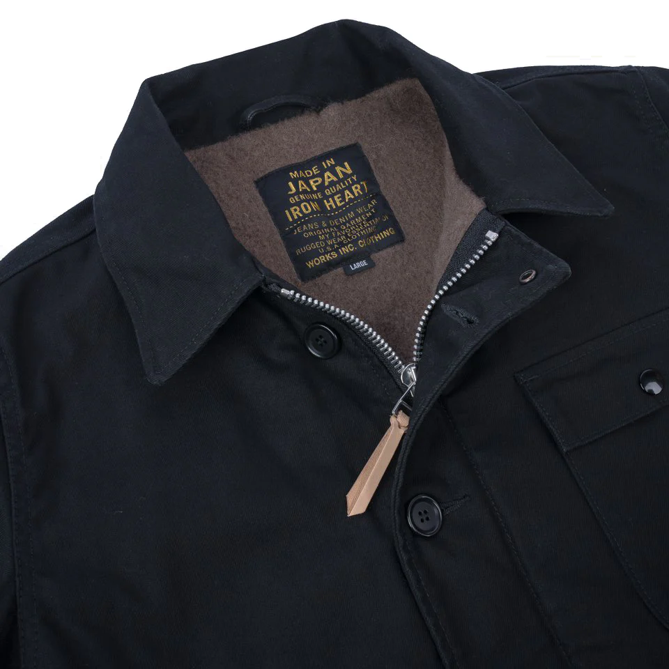 IHM-39-BLK Military Serge A2 Deck Jacket - Black - Image 4