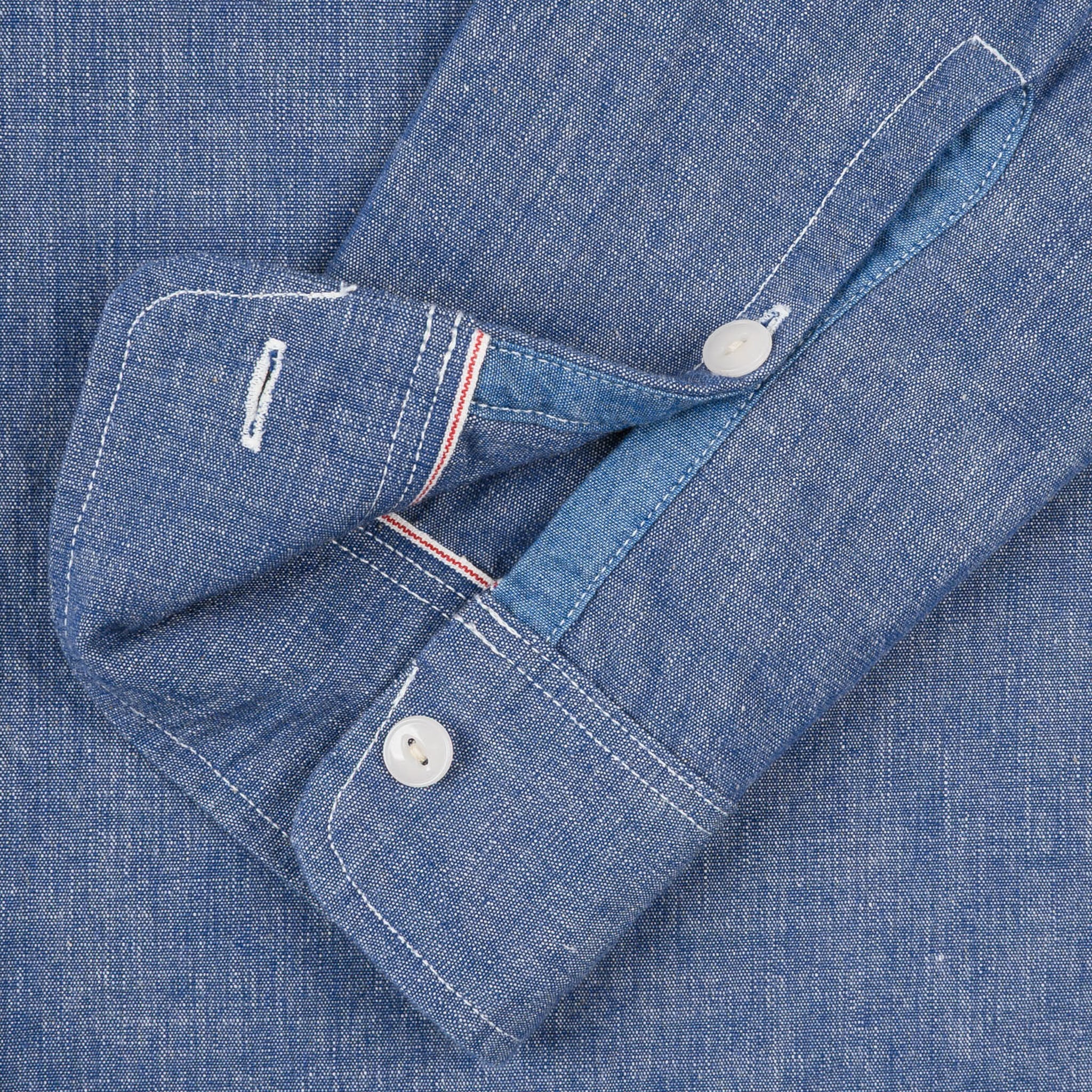 IHSH-21-BLU 10oz Selvedge Chambray Work Shirt - Blue - Image 7