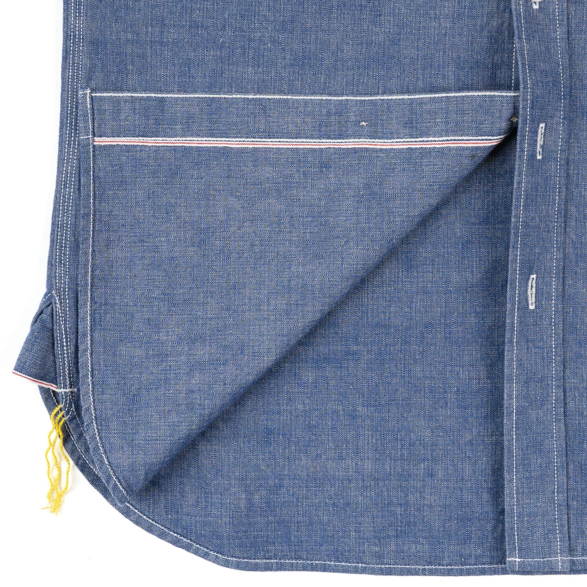 IHSH-21-BLU 10oz Selvedge Chambray Work Shirt - Blue - Image 8