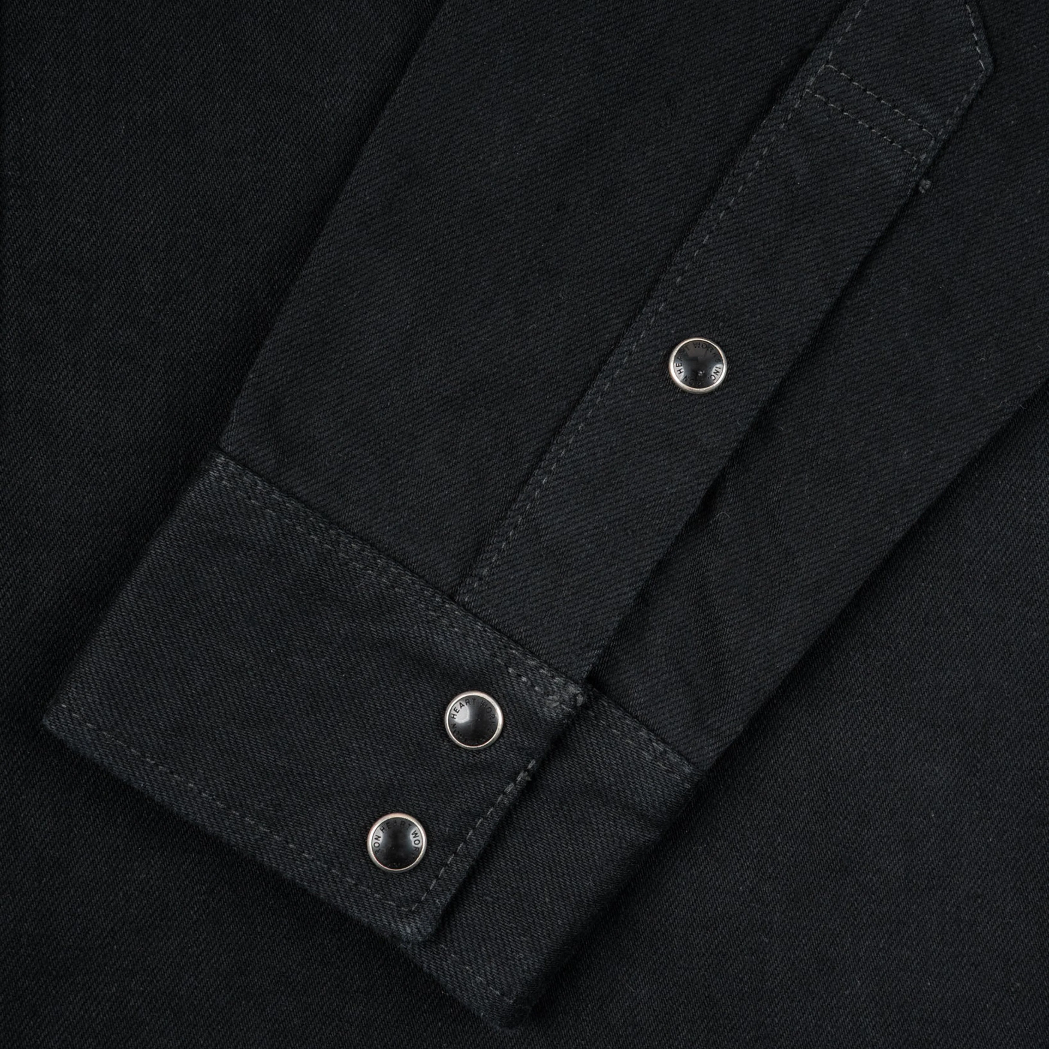 IHSH-218-BLK 12oz Selvedge Denim Western Shirt "The Johnny Cash III" - Black - Image 6