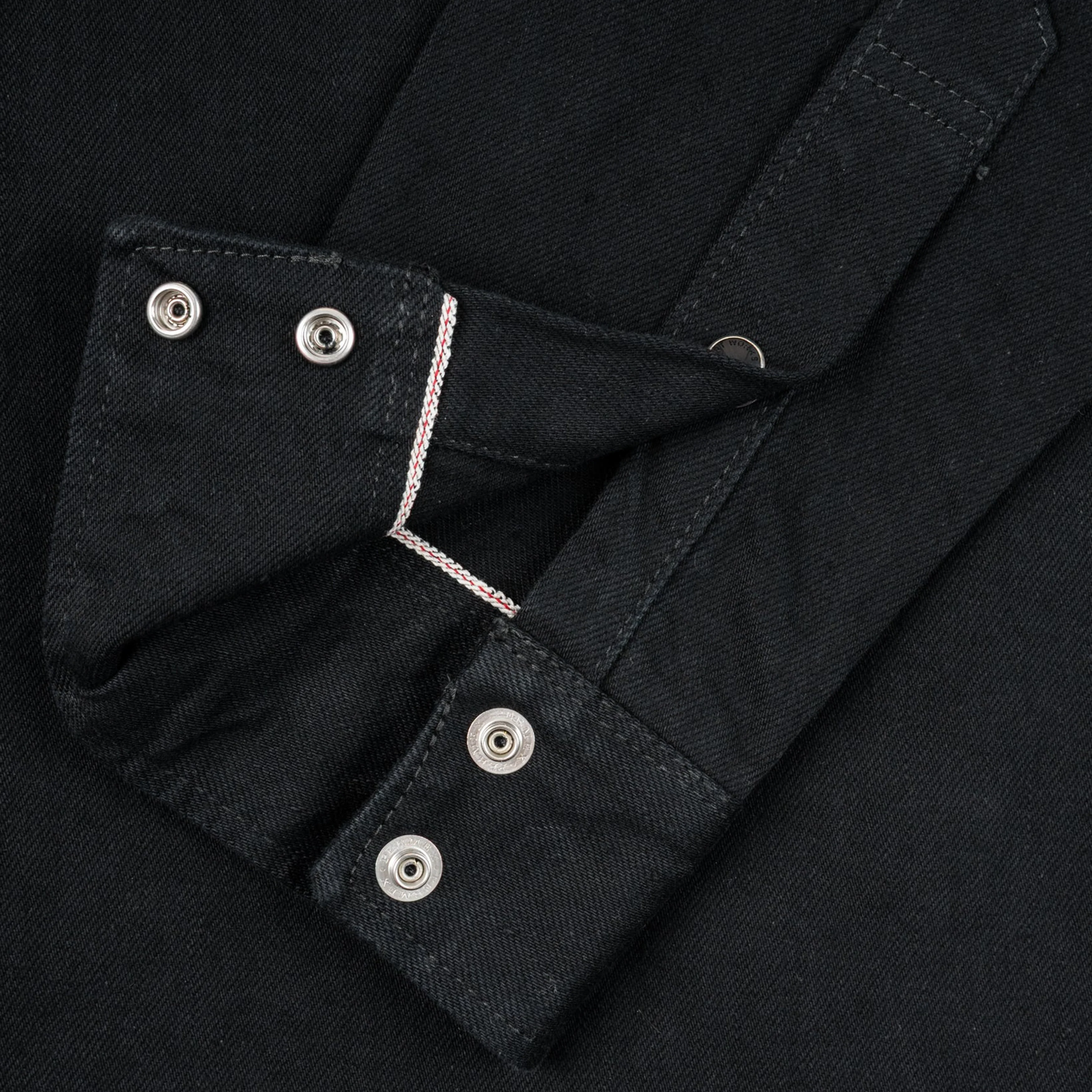 IHSH-218-BLK 12oz Selvedge Denim Western Shirt "The Johnny Cash III" - Black - Image 7