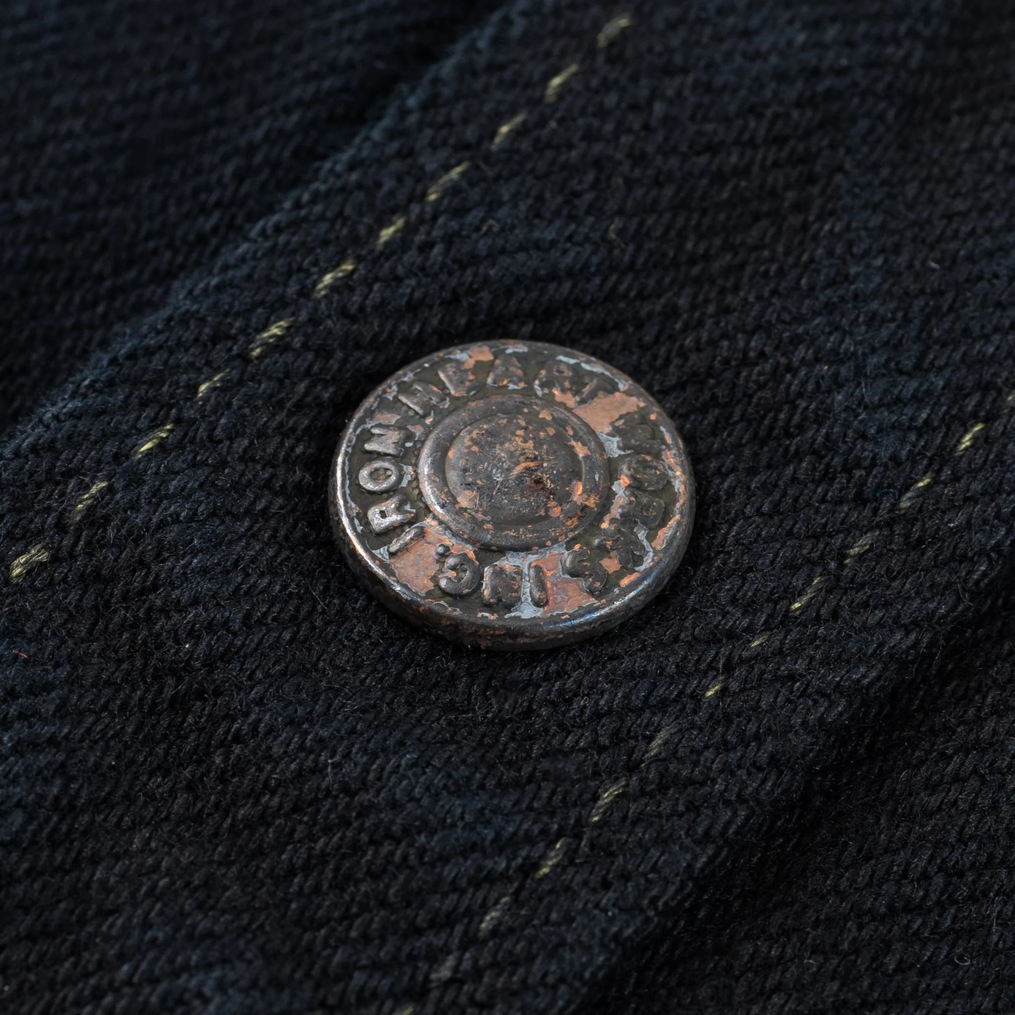 IHSH-293-OD 18oz Vintage Selvedge Denim CPO Shirt - Indigo Overdyed Black - Image 10