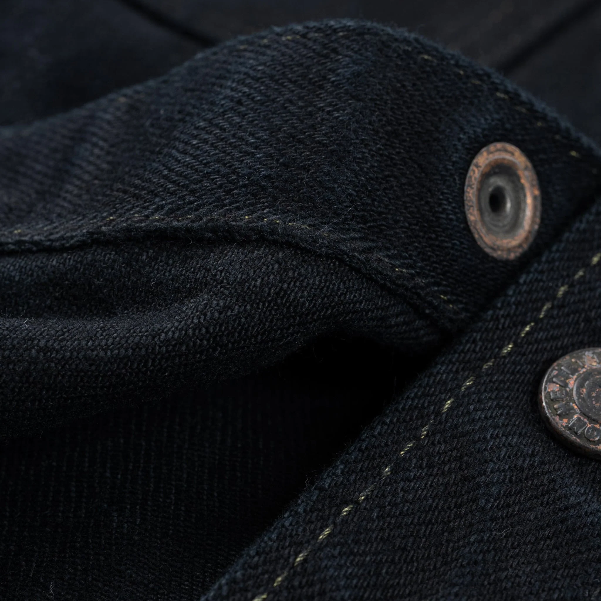 IHSH-293-OD 18oz Vintage Selvedge Denim CPO Shirt - Indigo Overdyed Black - Image 11