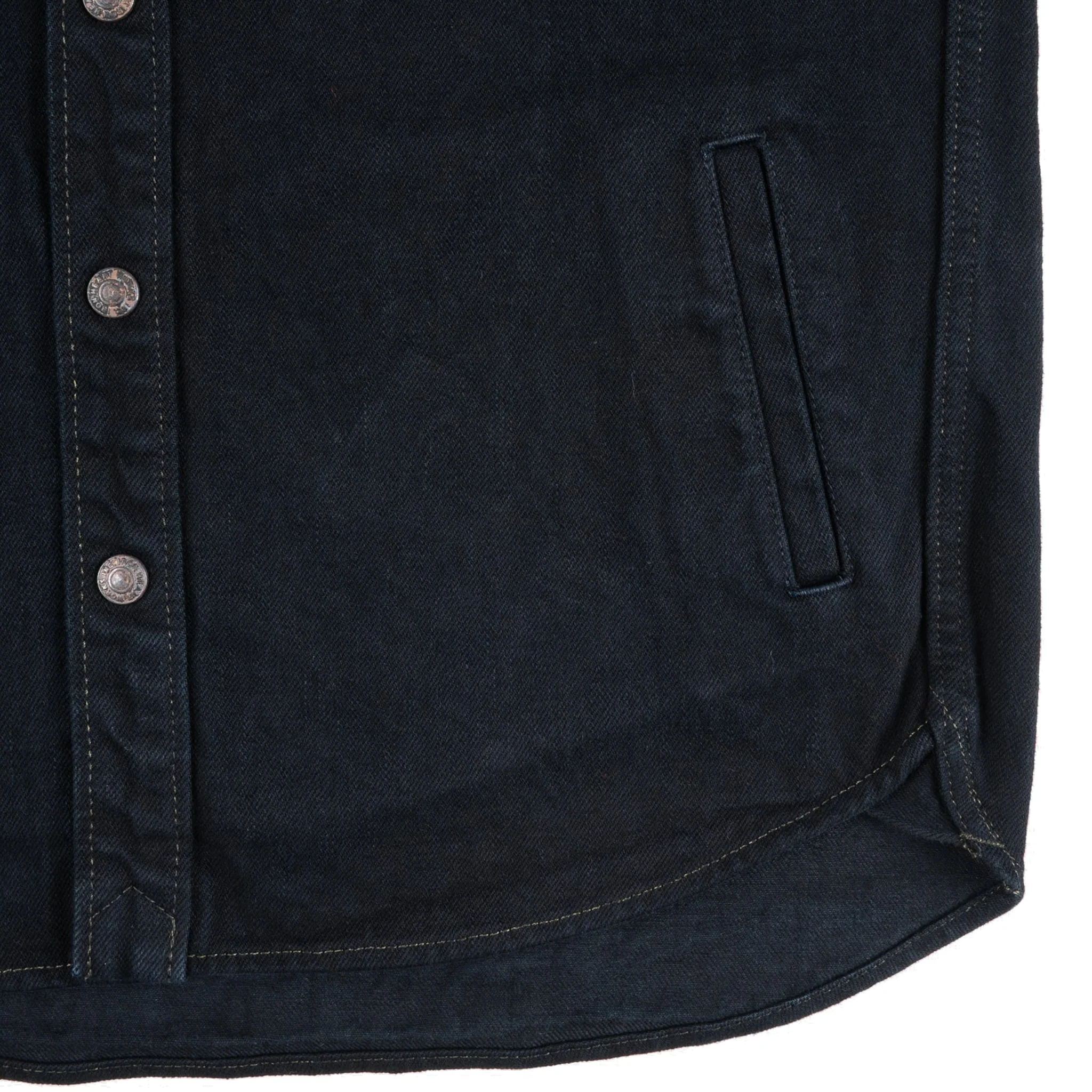 IHSH-293-OD 18oz Vintage Selvedge Denim CPO Shirt - Indigo Overdyed Black - Image 8