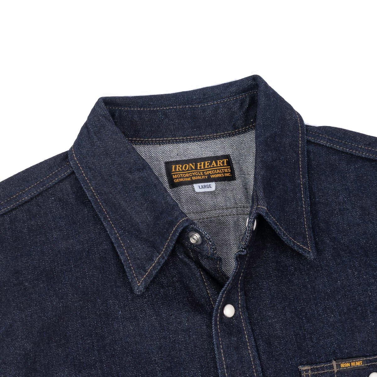 IHSH-326-IND 12oz Selvedge Denim Work Shirt With Snaps - Indigo - Image 3