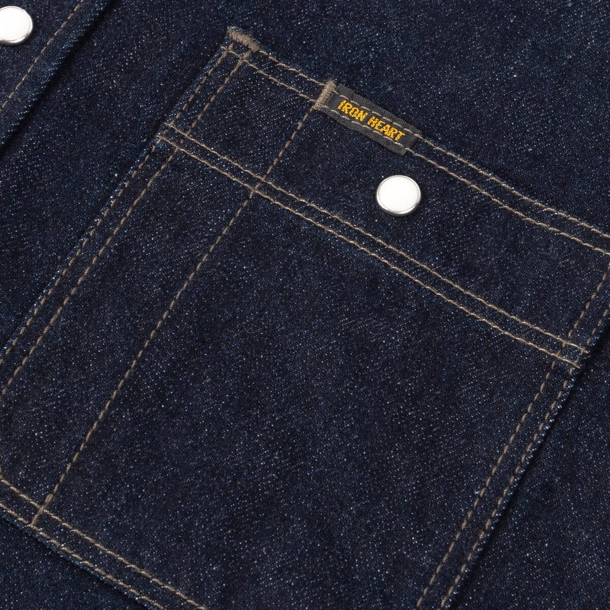 IHSH-326-IND 12oz Selvedge Denim Work Shirt With Snaps - Indigo - Image 4