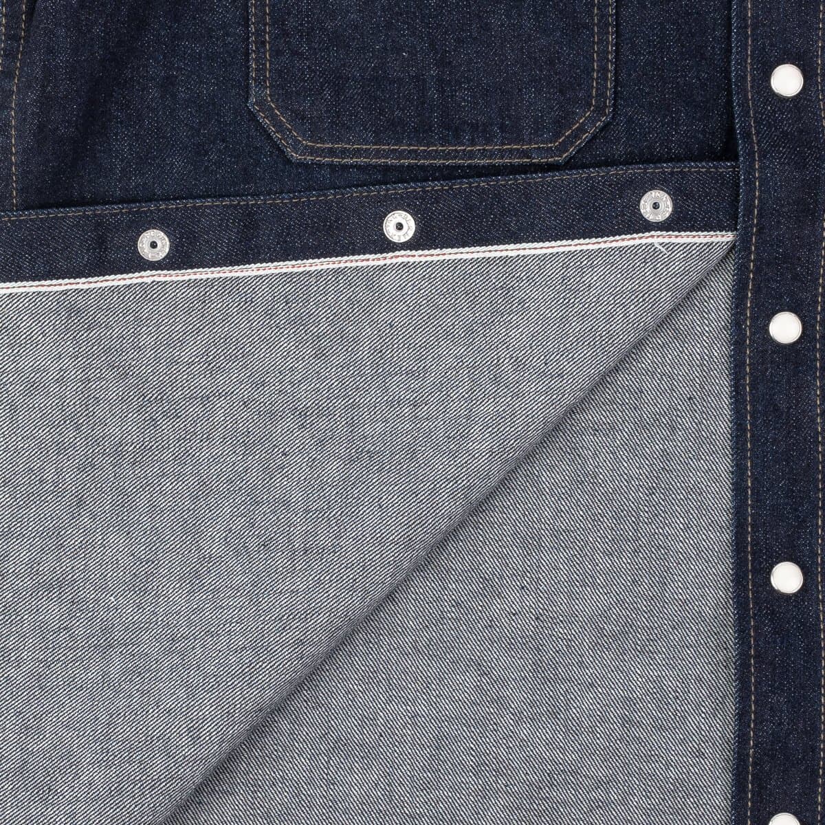 IHSH-326-IND 12oz Selvedge Denim Work Shirt With Snaps - Indigo - Image 6
