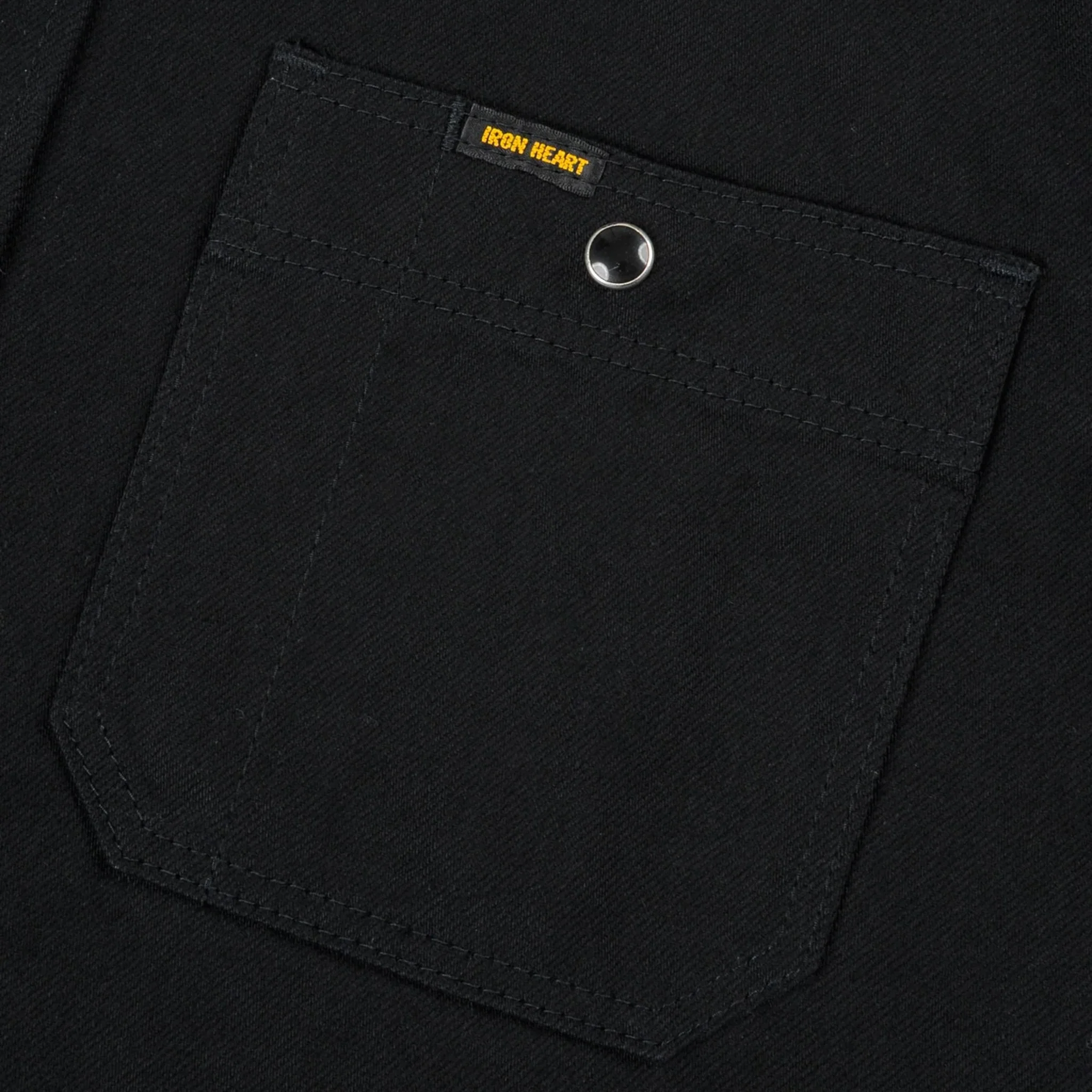 IHSH-338-BLK 12oz Selvedge Denim Work Shirt With Snaps - Black - Image 5