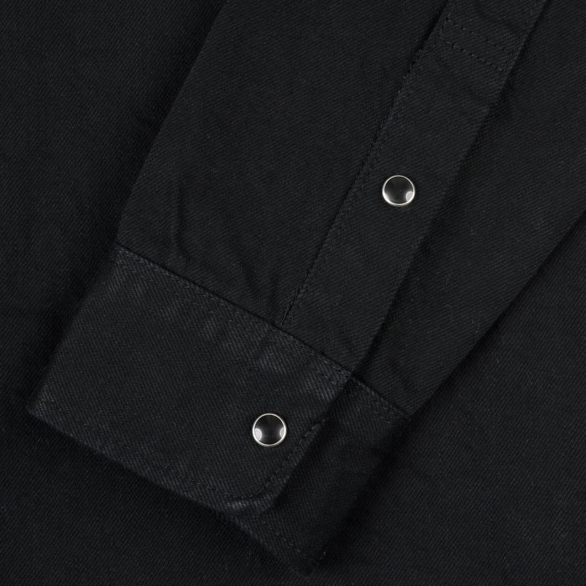 IHSH-338-BLK 12oz Selvedge Denim Work Shirt With Snaps - Black - Image 6
