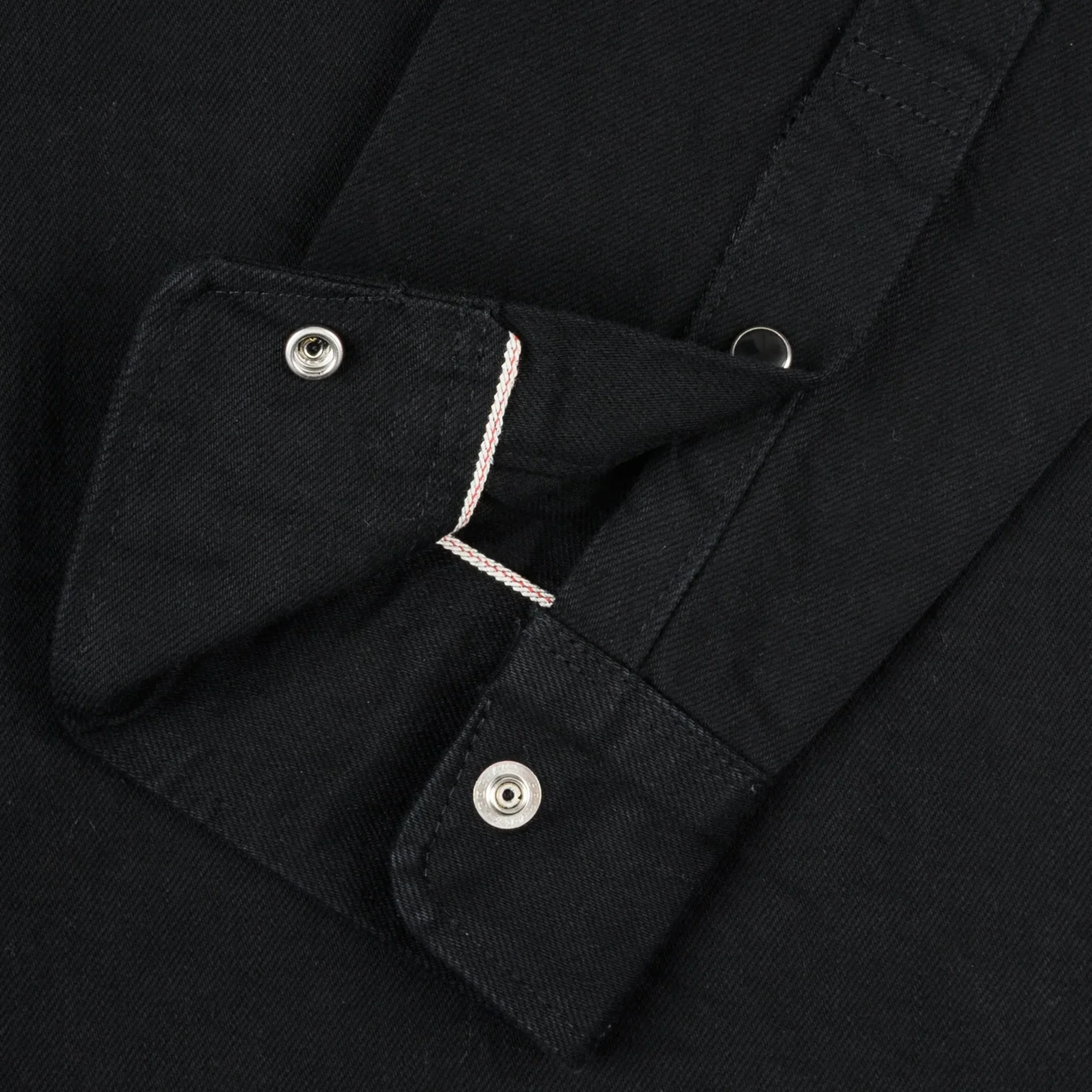 IHSH-338-BLK 12oz Selvedge Denim Work Shirt With Snaps - Black - Image 7