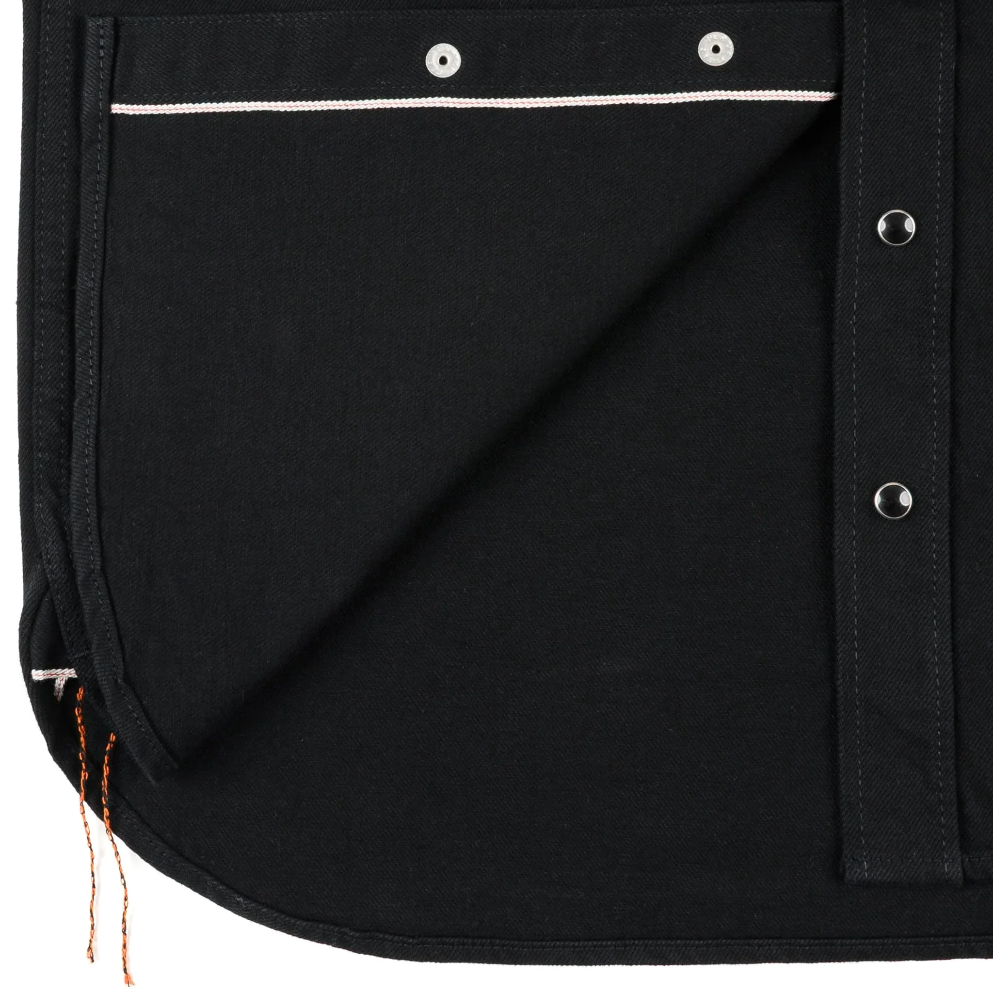 IHSH-338-BLK 12oz Selvedge Denim Work Shirt With Snaps - Black - Image 8