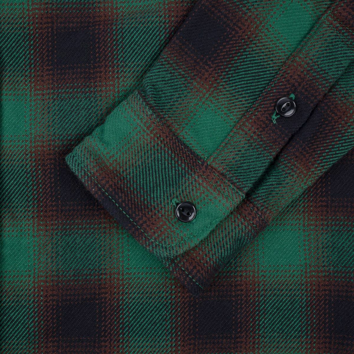 IHSH-379-GRN Ultra Heavy Flannel Ombré Check Work Shirt - Green - Image 5