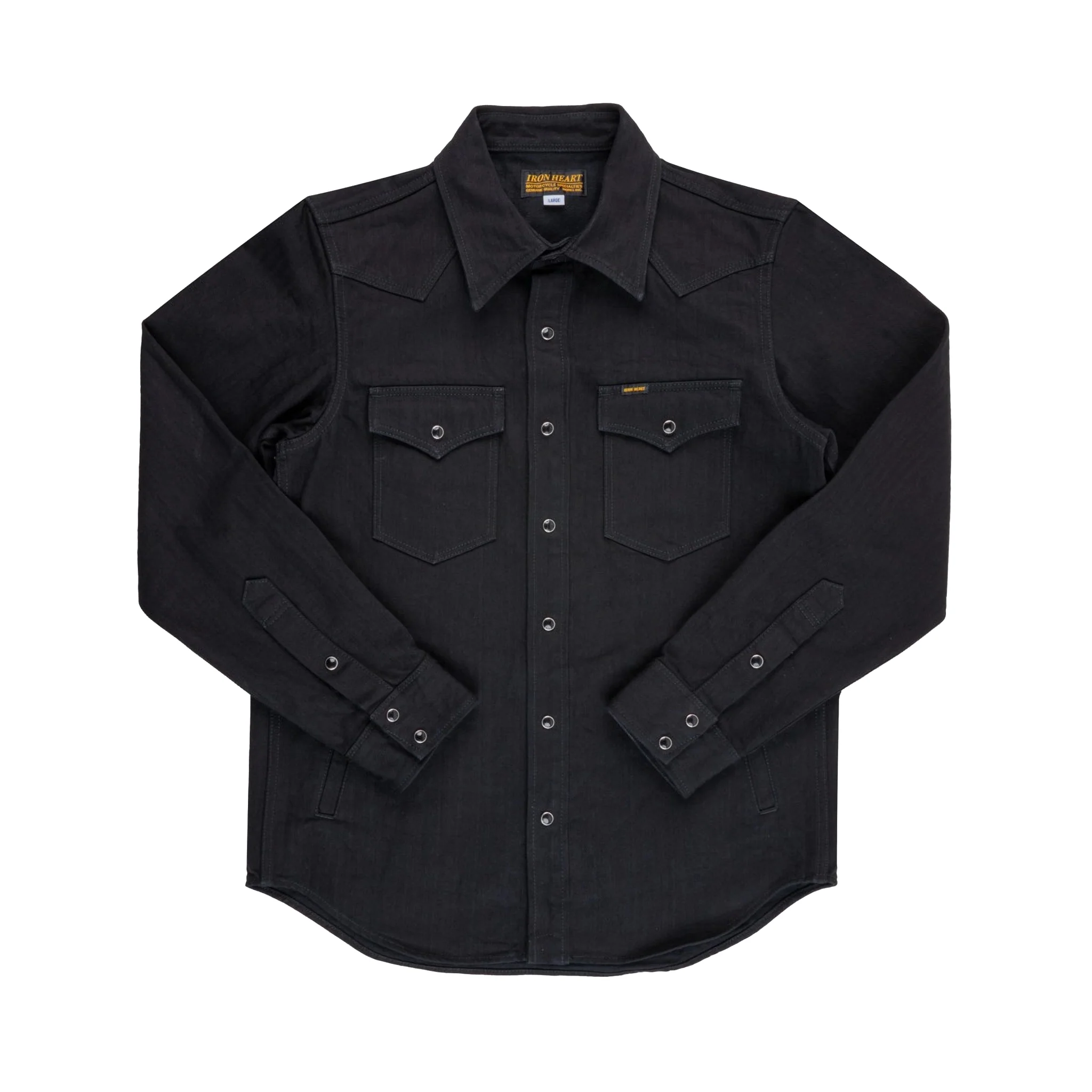 IHSH-410-BLK 14oz Herringbone CPO Western Shirt - Black