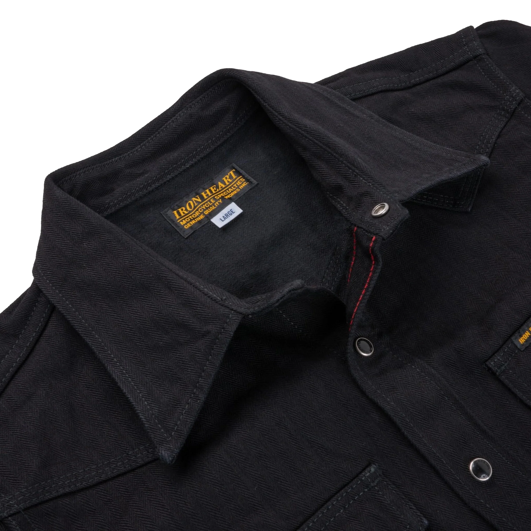 IHSH-410-BLK 14oz Herringbone CPO Western Shirt - Black - Image 3