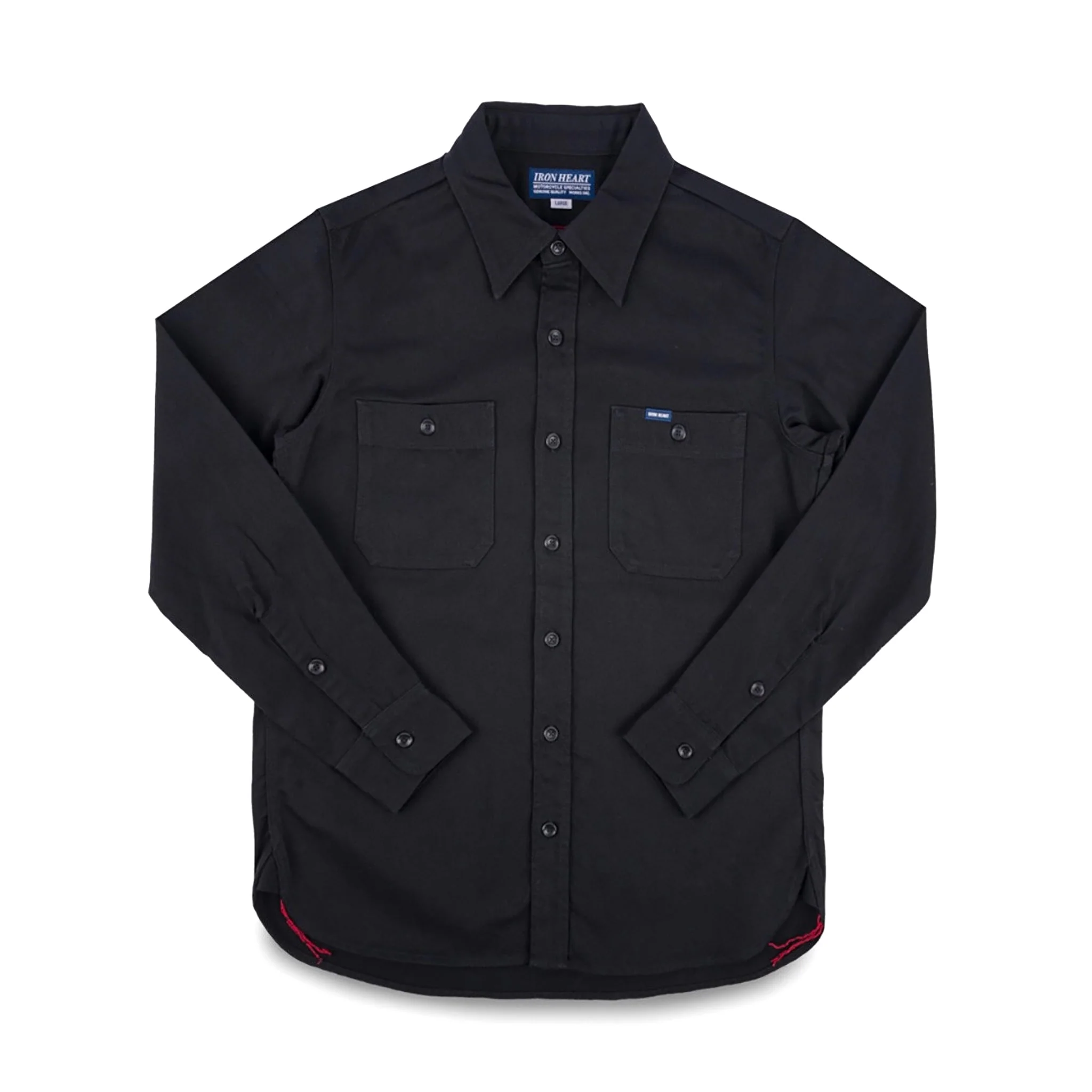 IHSH-414-BLK 9oz Cotton Linen Work Shirt - Black