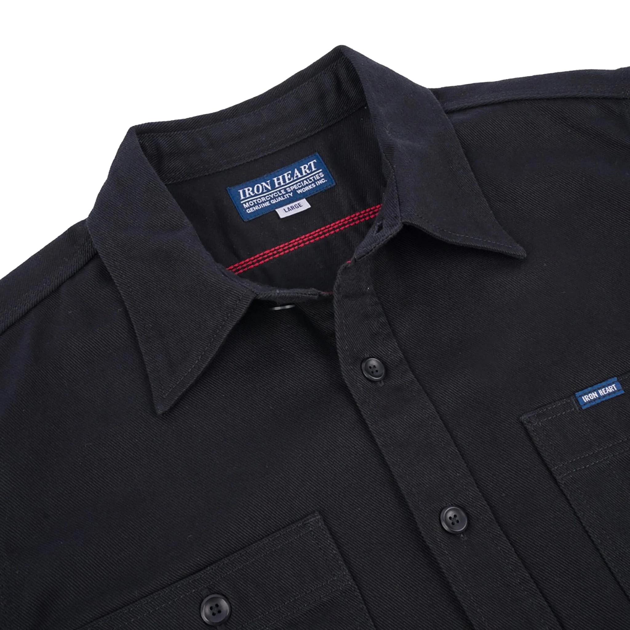 IHSH-414-BLK 9oz Cotton Linen Work Shirt - Black - Image 3
