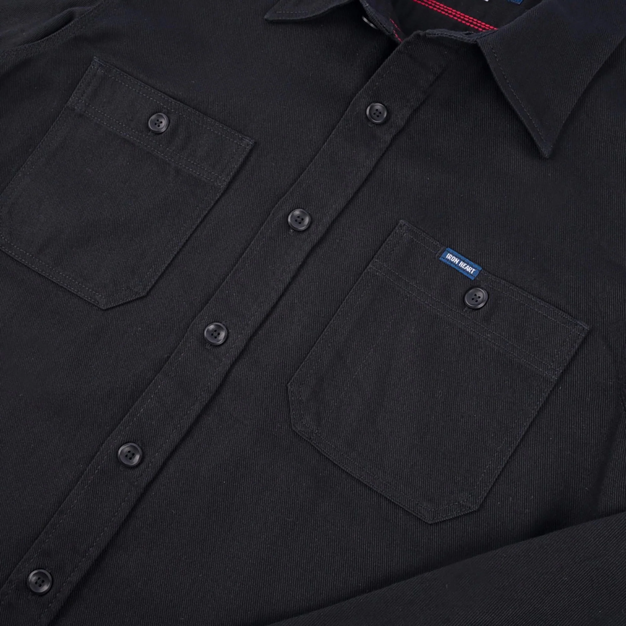 IHSH-414-BLK 9oz Cotton Linen Work Shirt - Black - Image 4