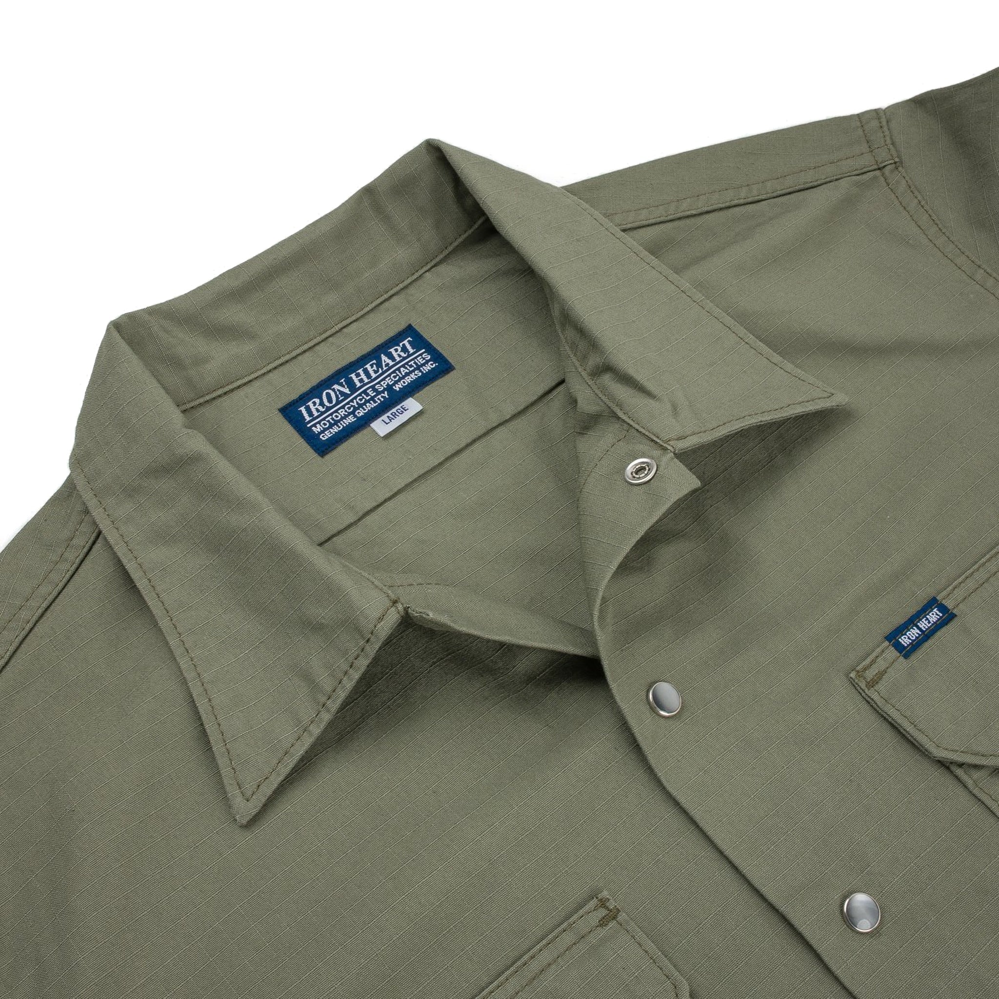 IHSH-415-GRN 8oz Ripstop Short Sleeved Mechanic Shirt - Green - Image 3