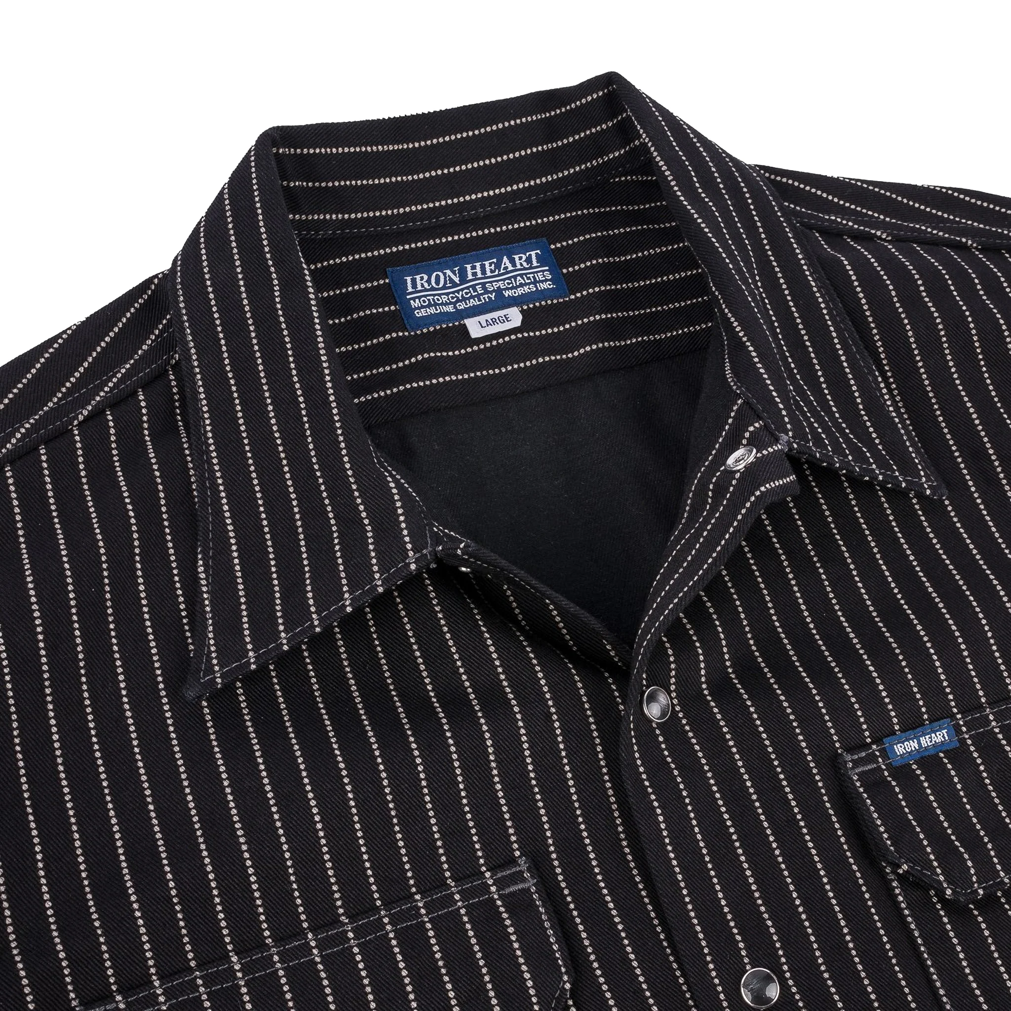 IHSH-416-BLK 10oz Wabash Short Sleeved Mechanic Shirt - Black - Image 3