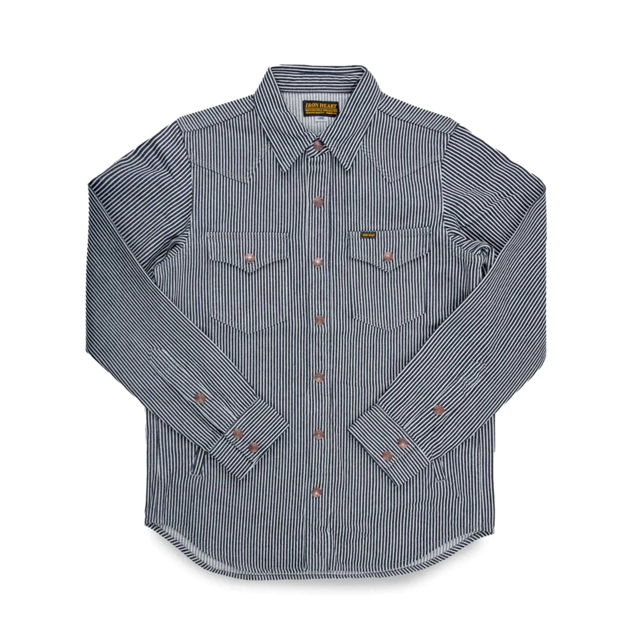 IHSH-421-IND 12oz Hickory Stripe CPO Shirt - Indigo