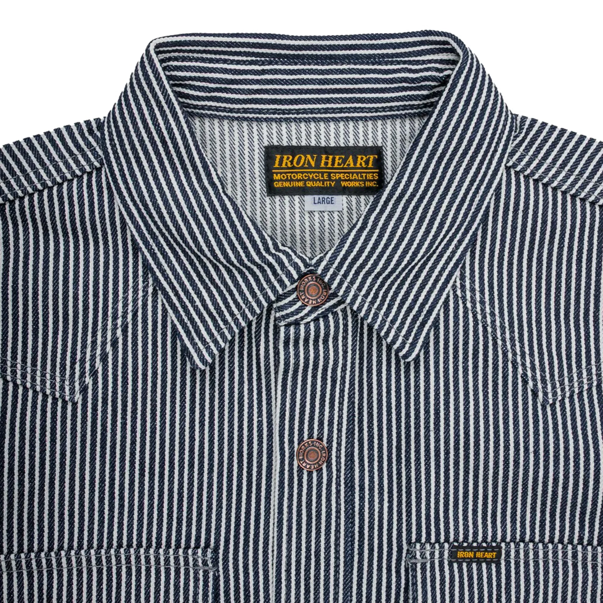 IHSH-421-IND 12oz Hickory Stripe CPO Shirt - Indigo - Image 3