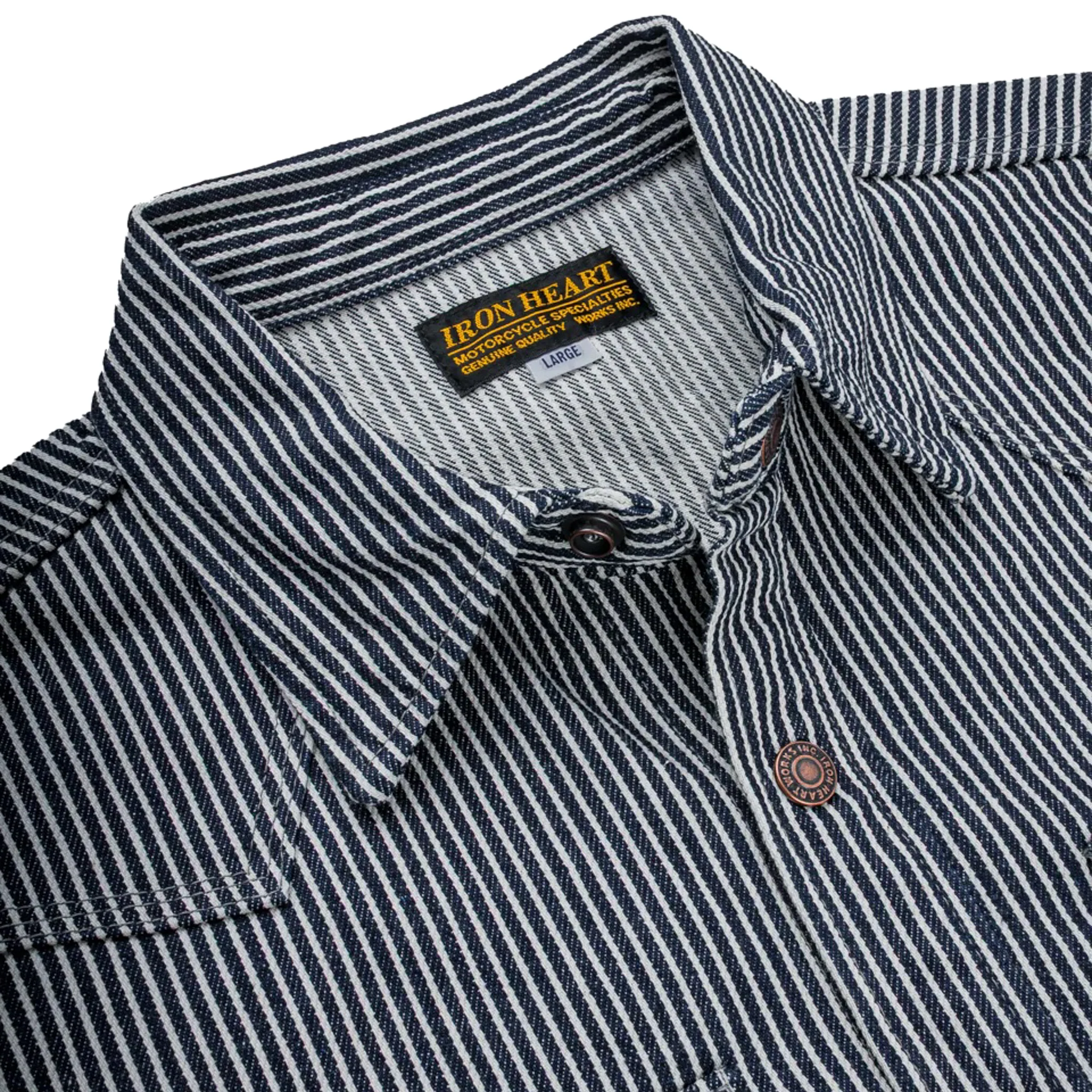 IHSH-421-IND 12oz Hickory Stripe CPO Shirt - Indigo - Image 4