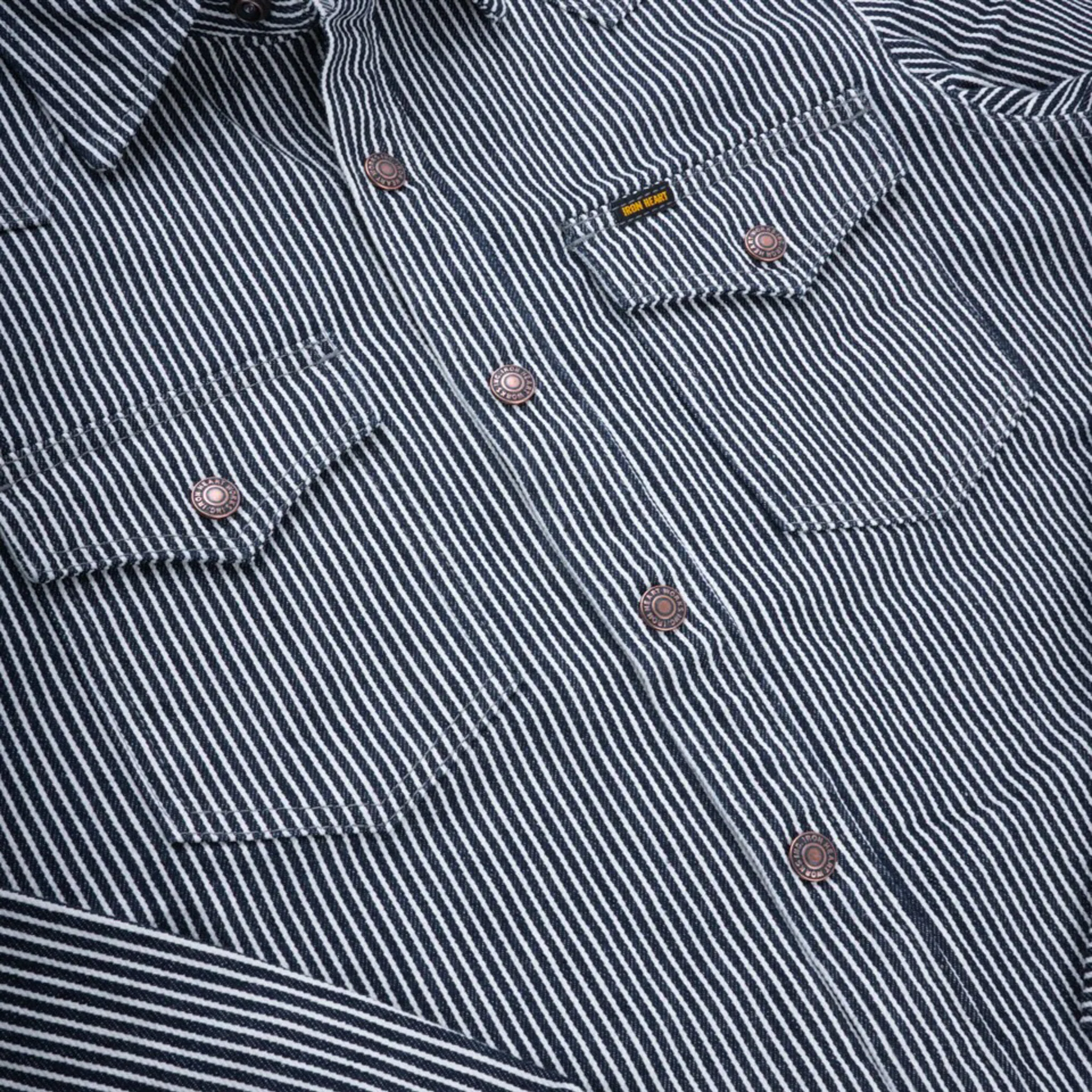 IHSH-421-IND 12oz Hickory Stripe CPO Shirt - Indigo - Image 5