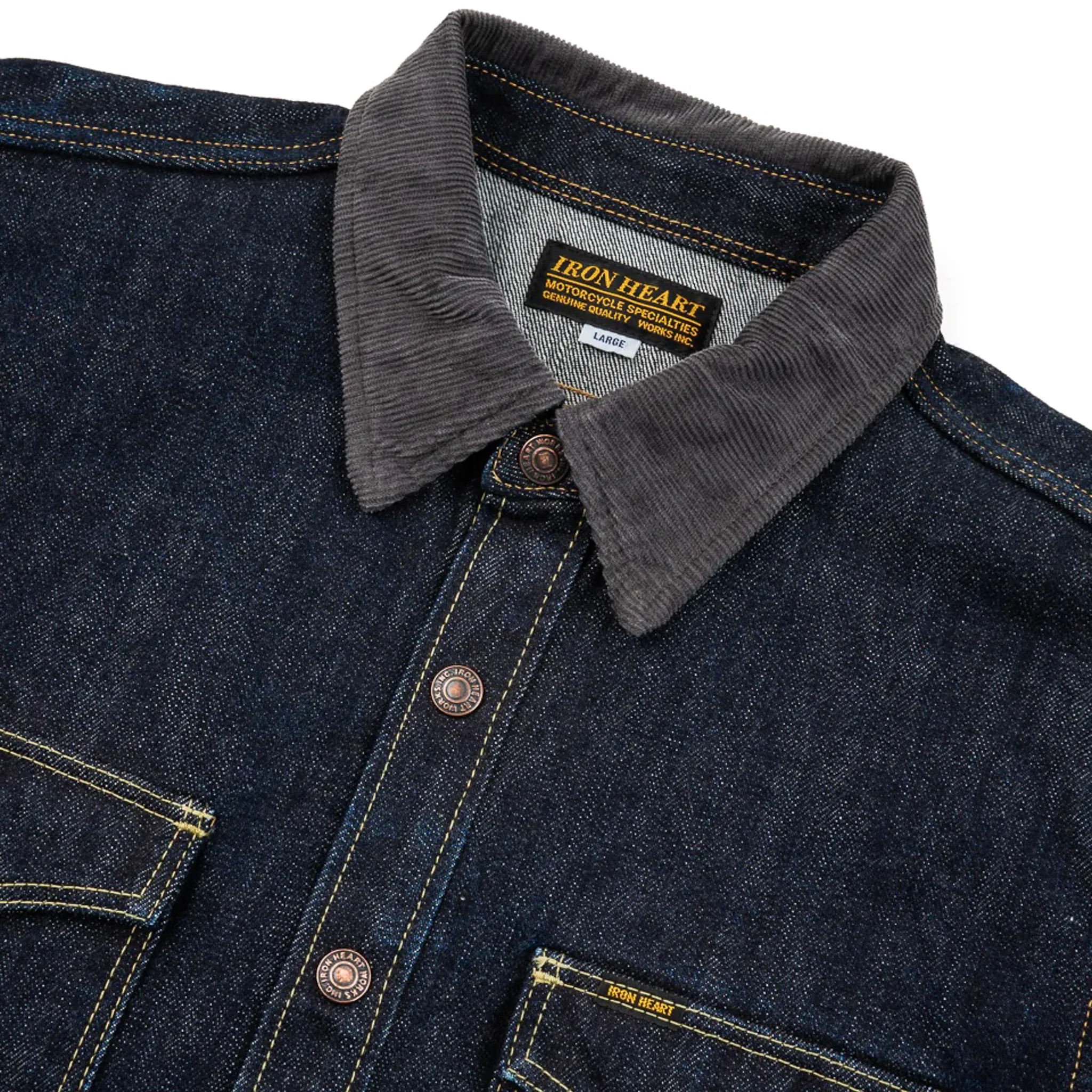 IHSH-427-IND 16oz Selvedge Denim CPO Shirt - Indigo - Image 3