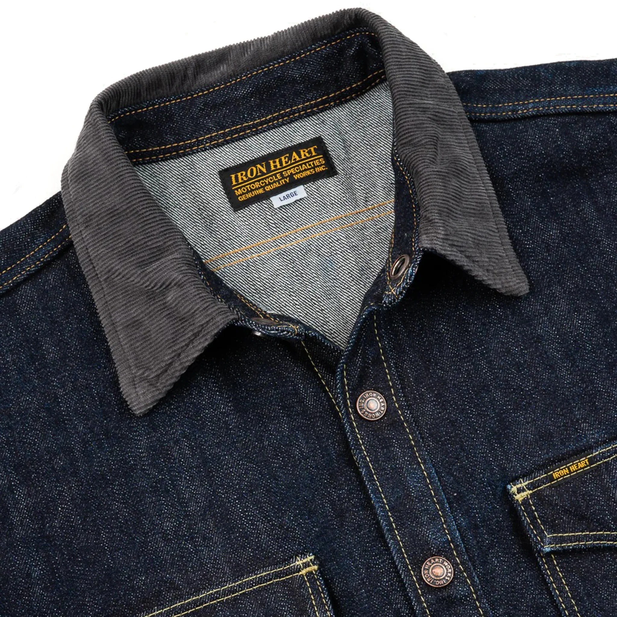 IHSH-427-IND 16oz Selvedge Denim CPO Shirt - Indigo - Image 4
