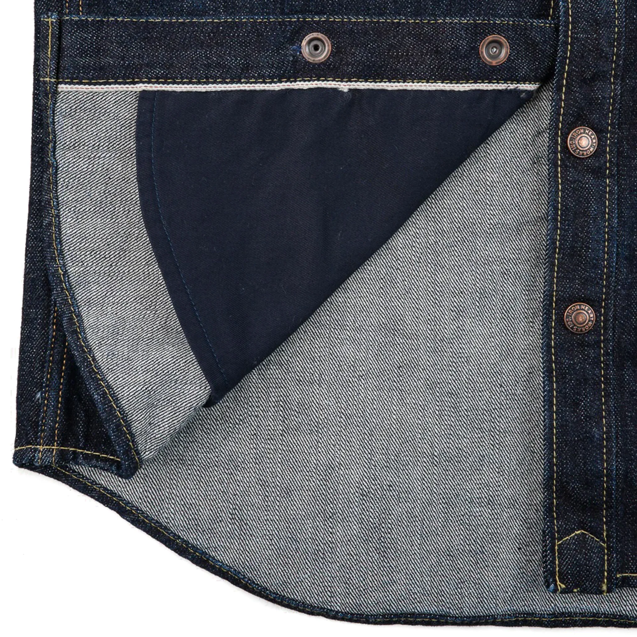 IHSH-427-IND 16oz Selvedge Denim CPO Shirt - Indigo - Image 8