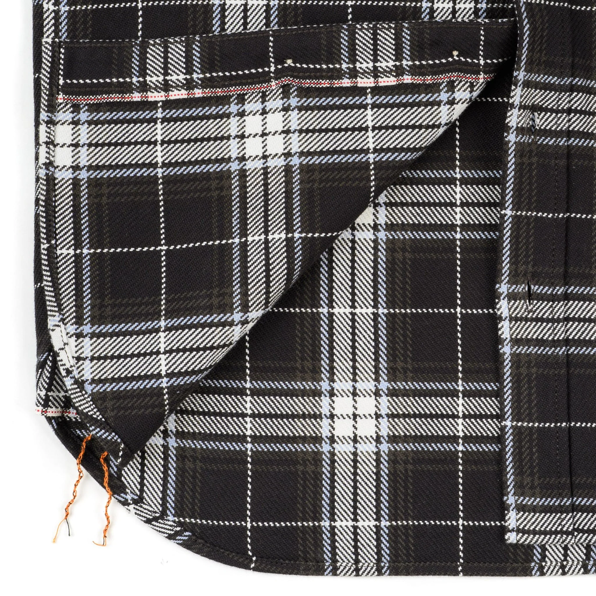 IHSH-441-BLK 9oz Selvedge Flannel Check Work Shirt - Black - Image 10
