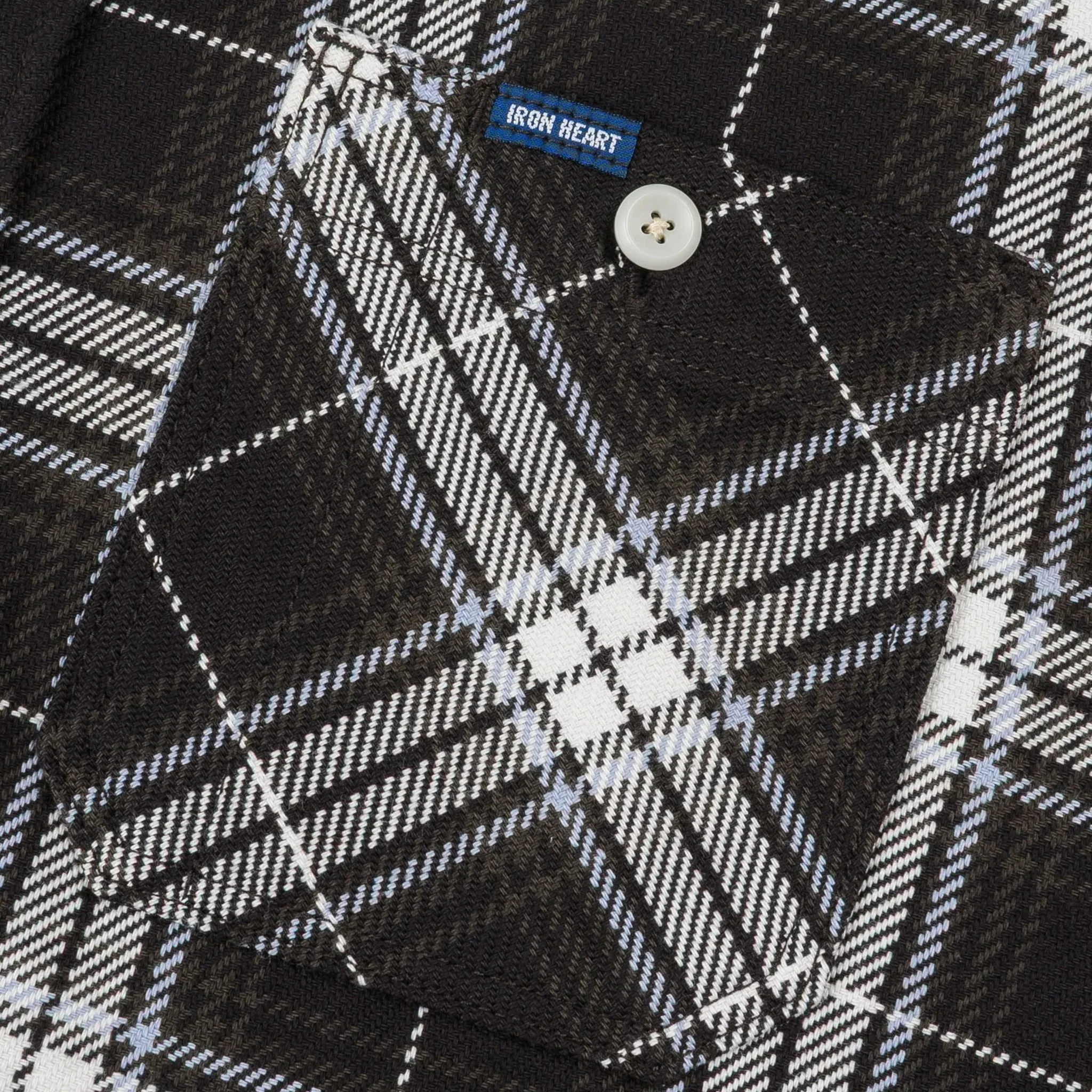 IHSH-441-BLK 9oz Selvedge Flannel Check Work Shirt - Black - Image 5