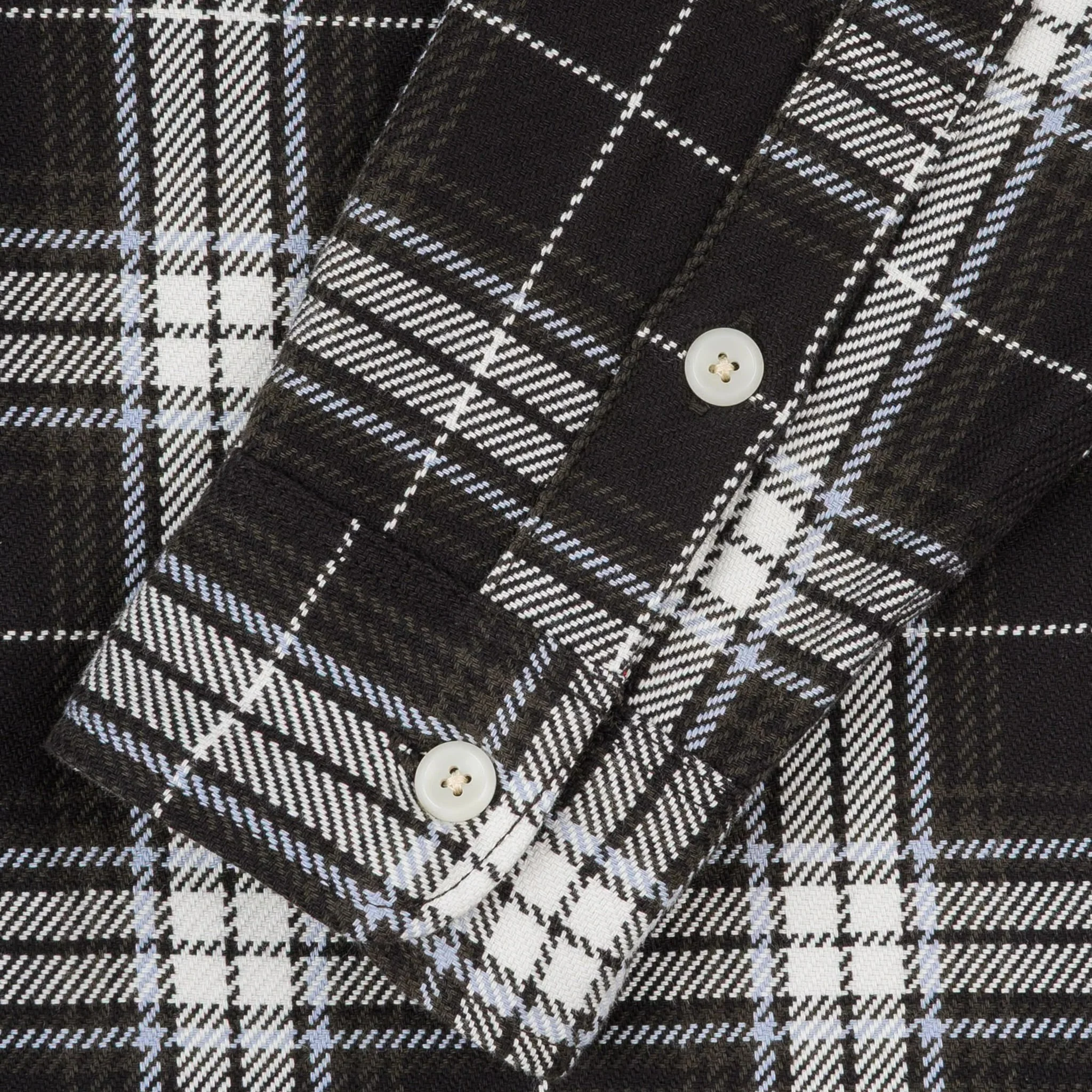 IHSH-441-BLK 9oz Selvedge Flannel Check Work Shirt - Black - Image 8