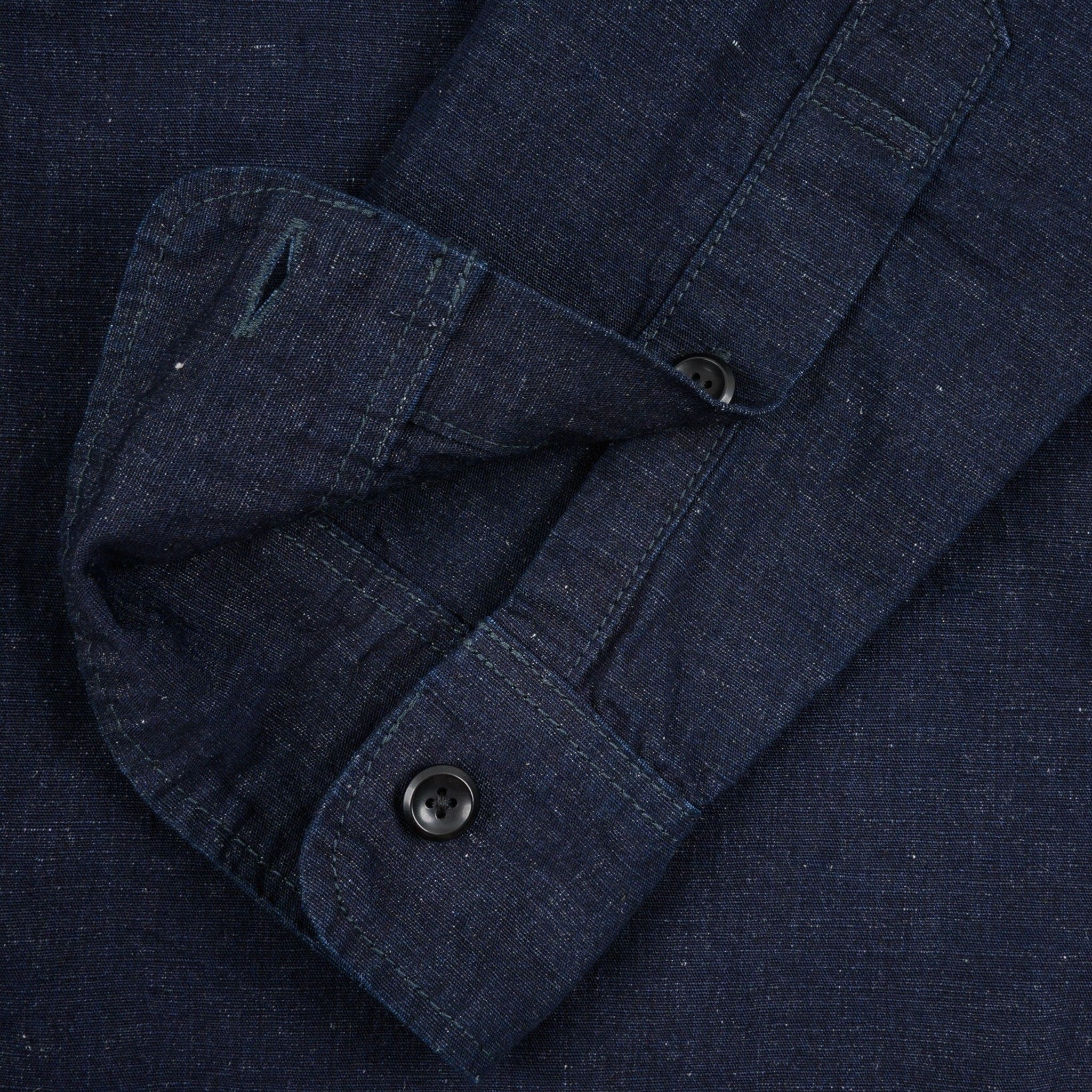 IHSH-443-IND 7oz Cotton Linen Chambray Work Shirt - Indigo - Image 11
