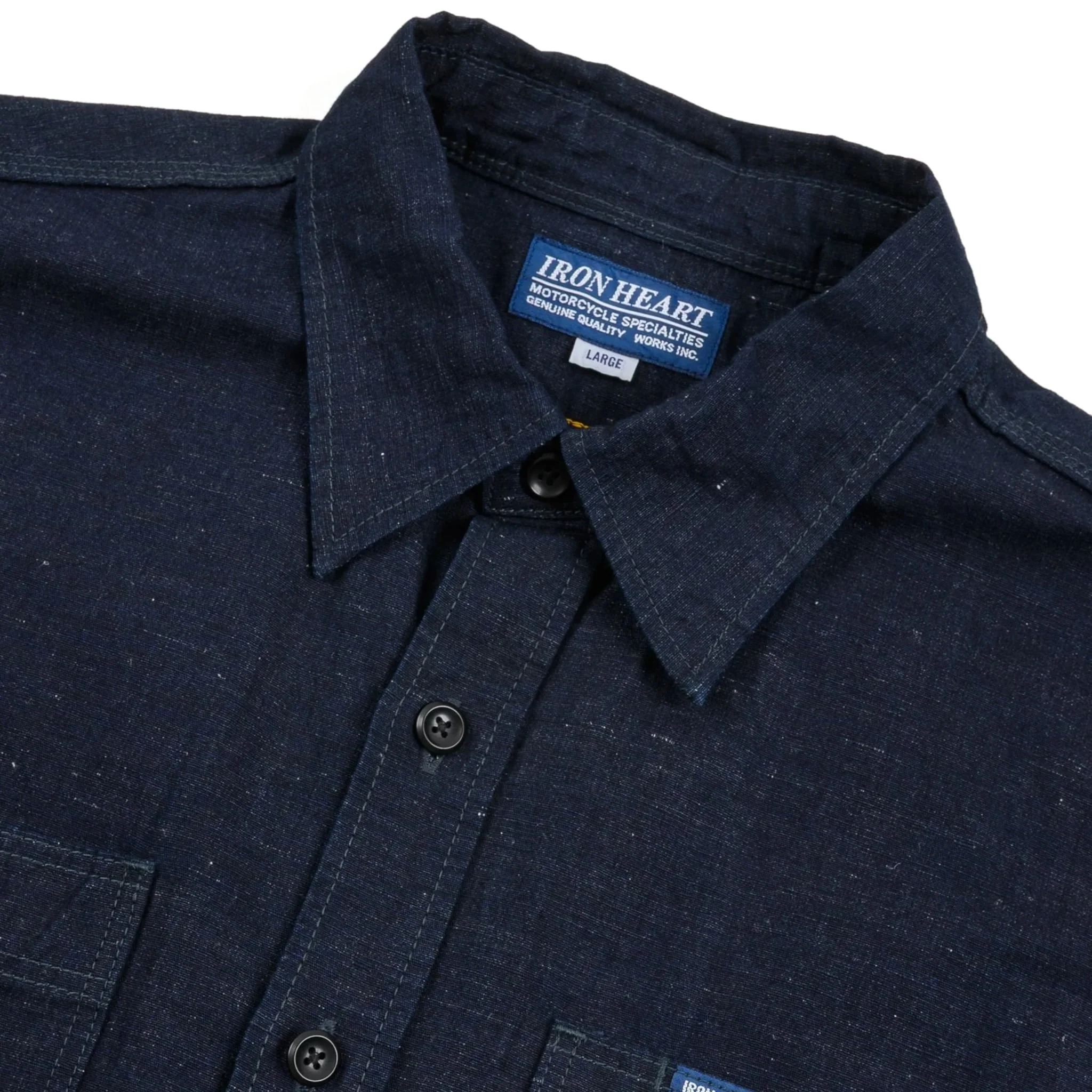 IHSH-443-IND 7oz Cotton Linen Chambray Work Shirt - Indigo - Image 4
