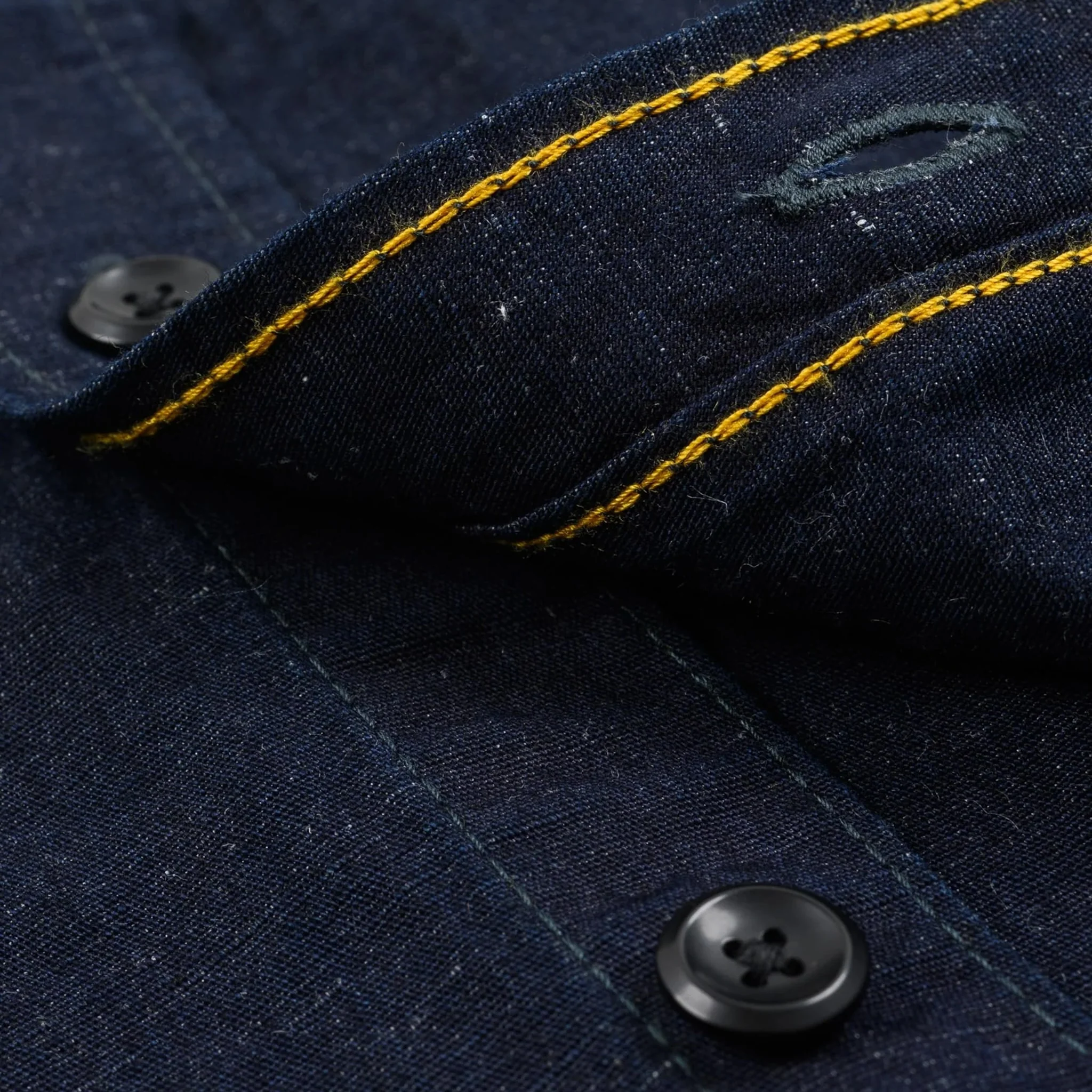 IHSH-443-IND 7oz Cotton Linen Chambray Work Shirt - Indigo - Image 8