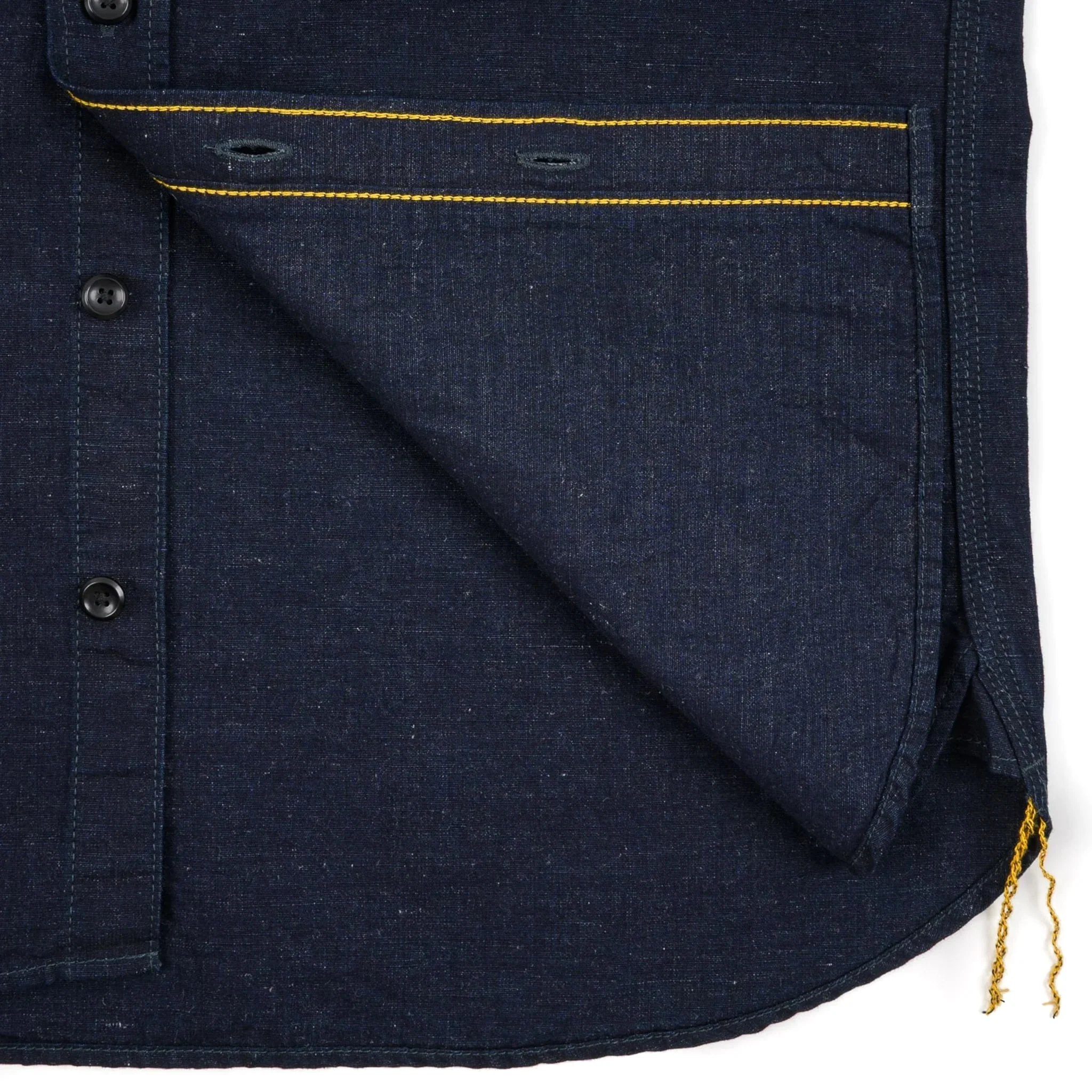 IHSH-443-IND 7oz Cotton Linen Chambray Work Shirt - Indigo - Image 9