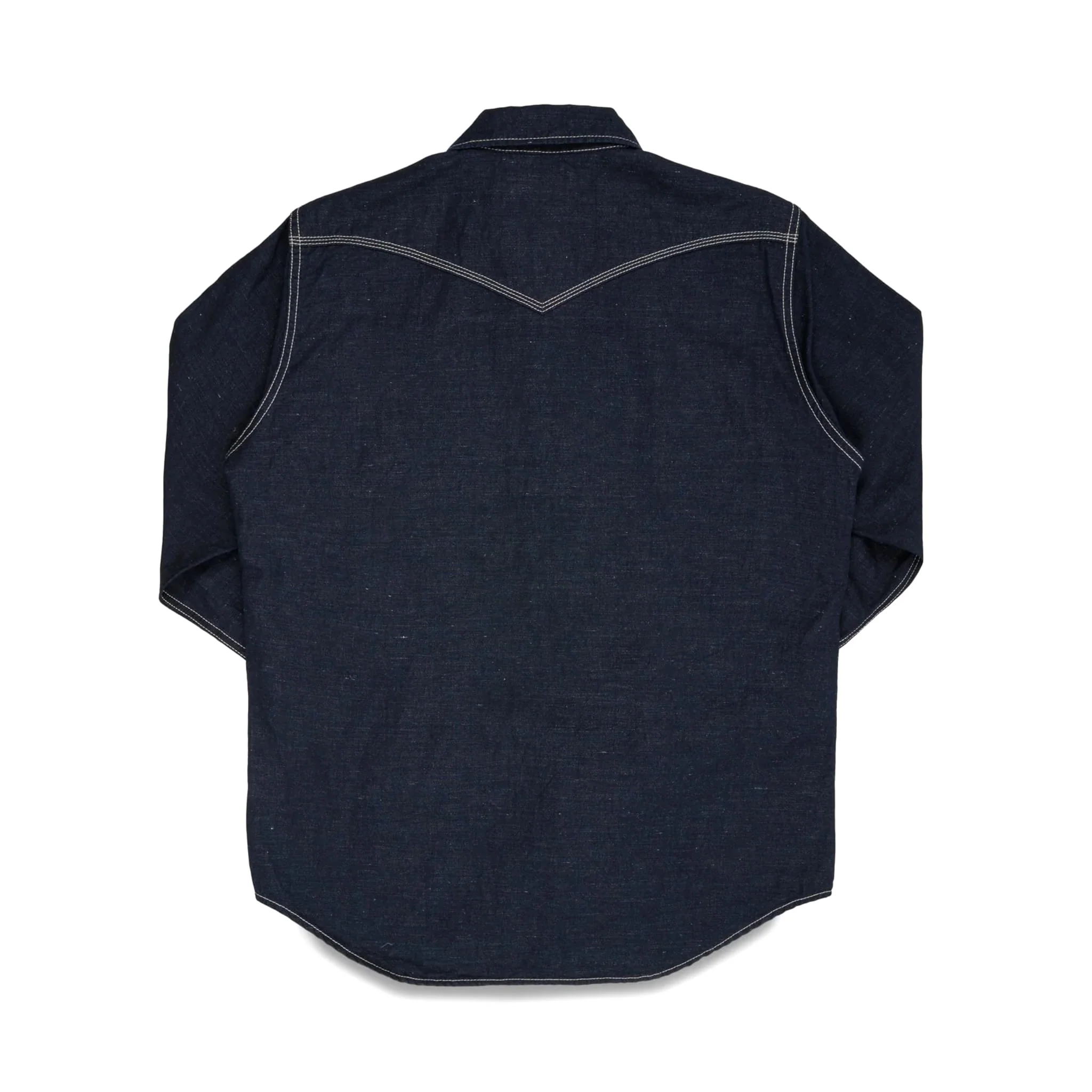 IHSH-444-IND 7oz Cotton Linen Chambray Western Shirt - Indigo - Image 2