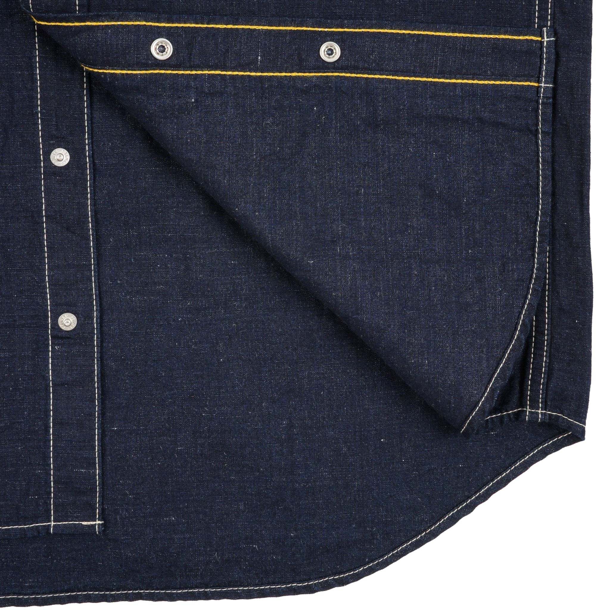 IHSH-444-IND 7oz Cotton Linen Chambray Western Shirt - Indigo - Image 8