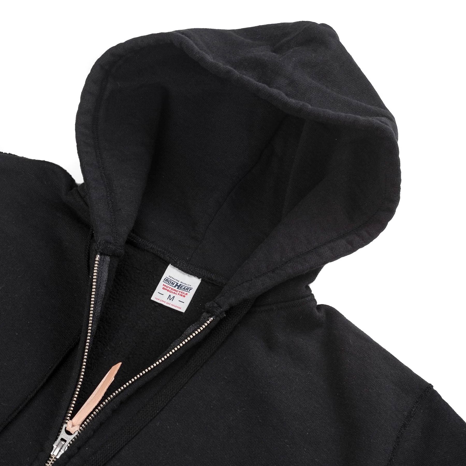 IHSW-10-BLK 14oz Ultra Heavyweight Loopwheel Cotton Zip Up Hoodie – Black - Image 3